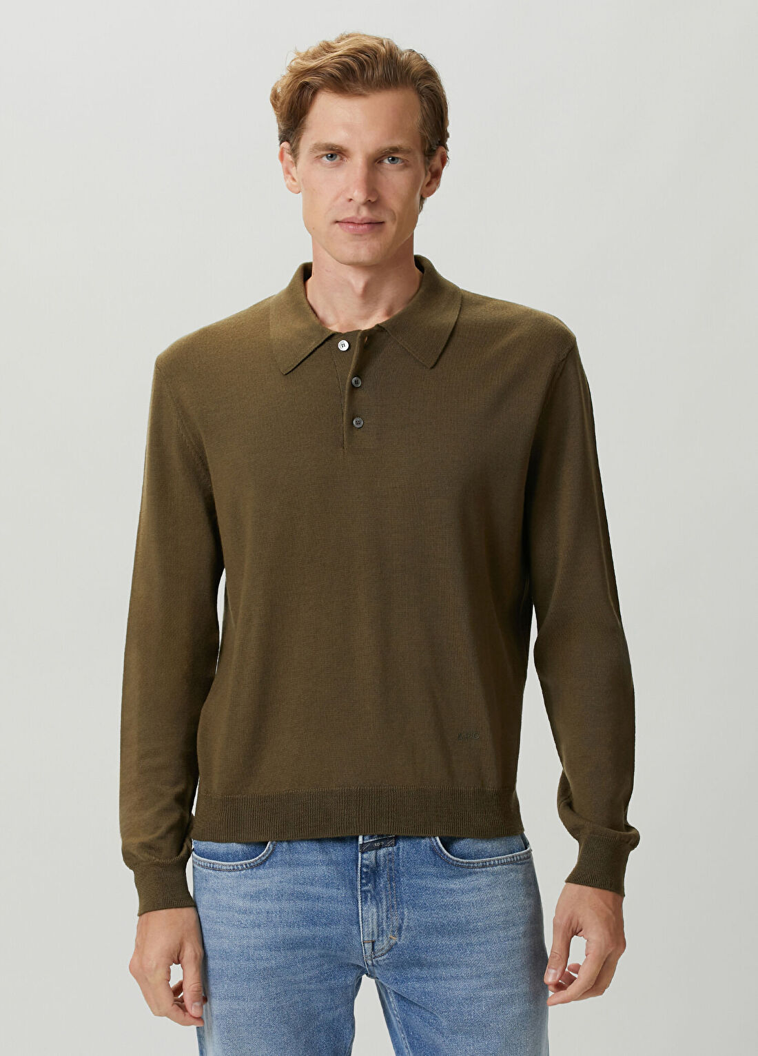 A.P.C. Haki Polo Yaka Yün Kazak