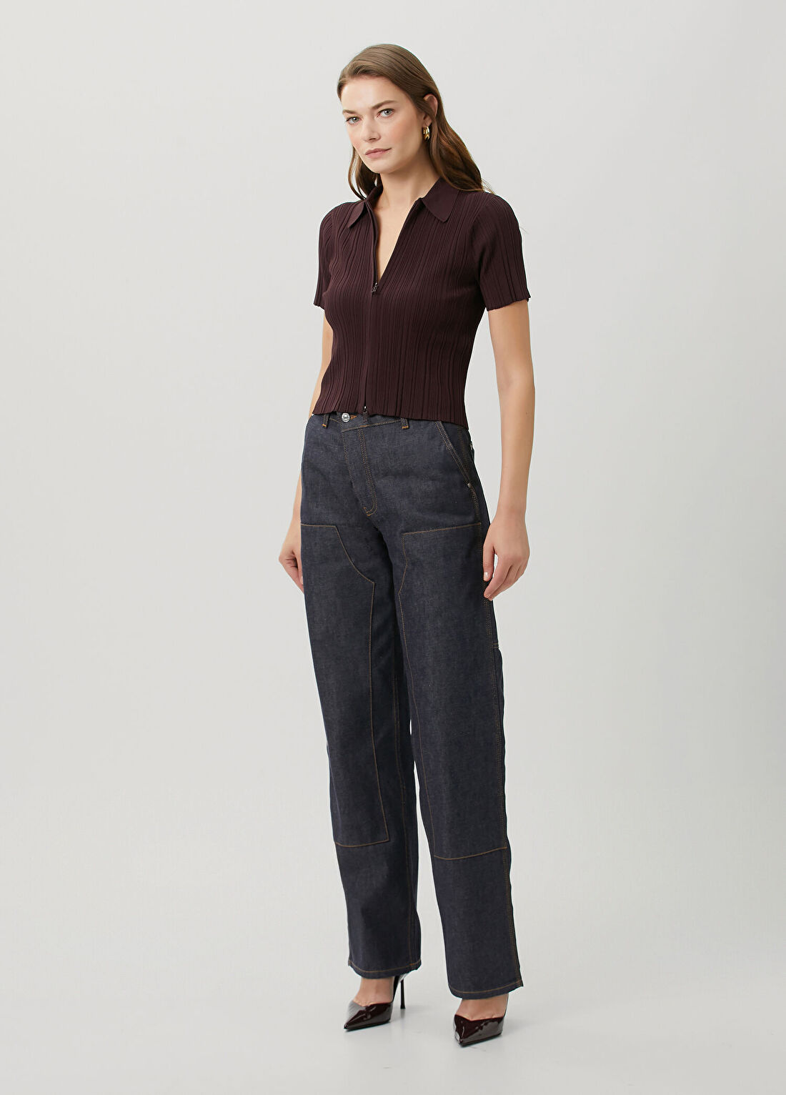 Victoria Beckham Panelled Lacivert Jean Pantolon