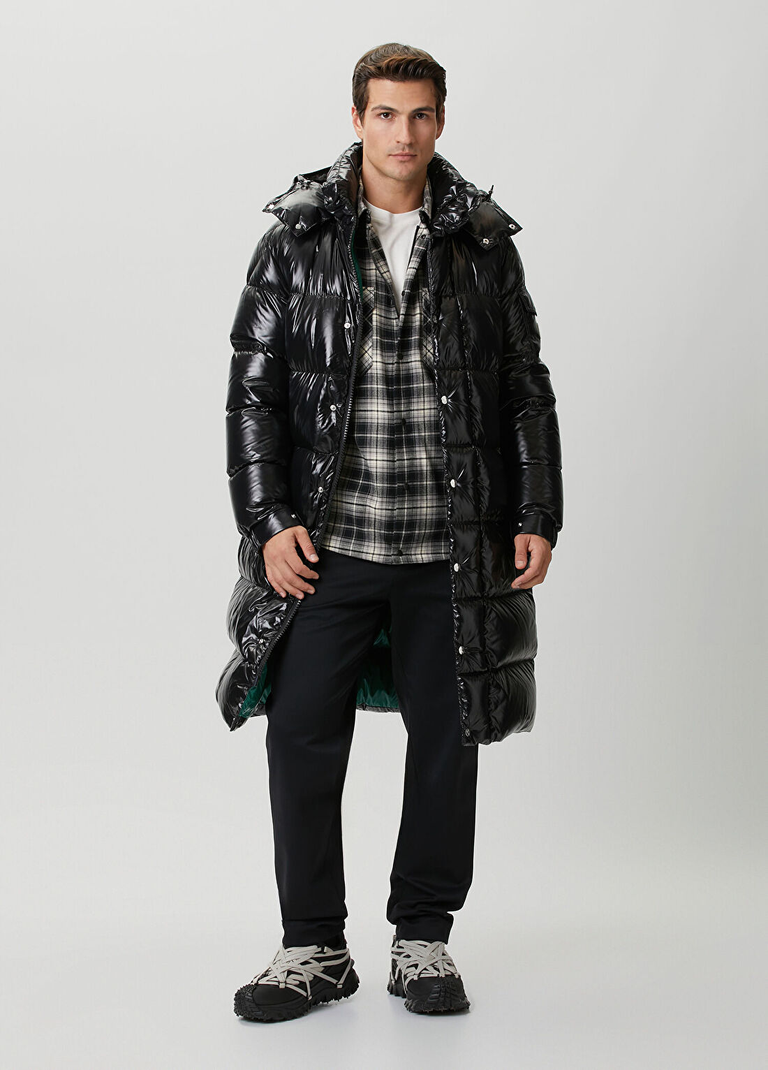 Moncler Siyah Beyaz Ekose Desenli Dış Gömlek görsel 2