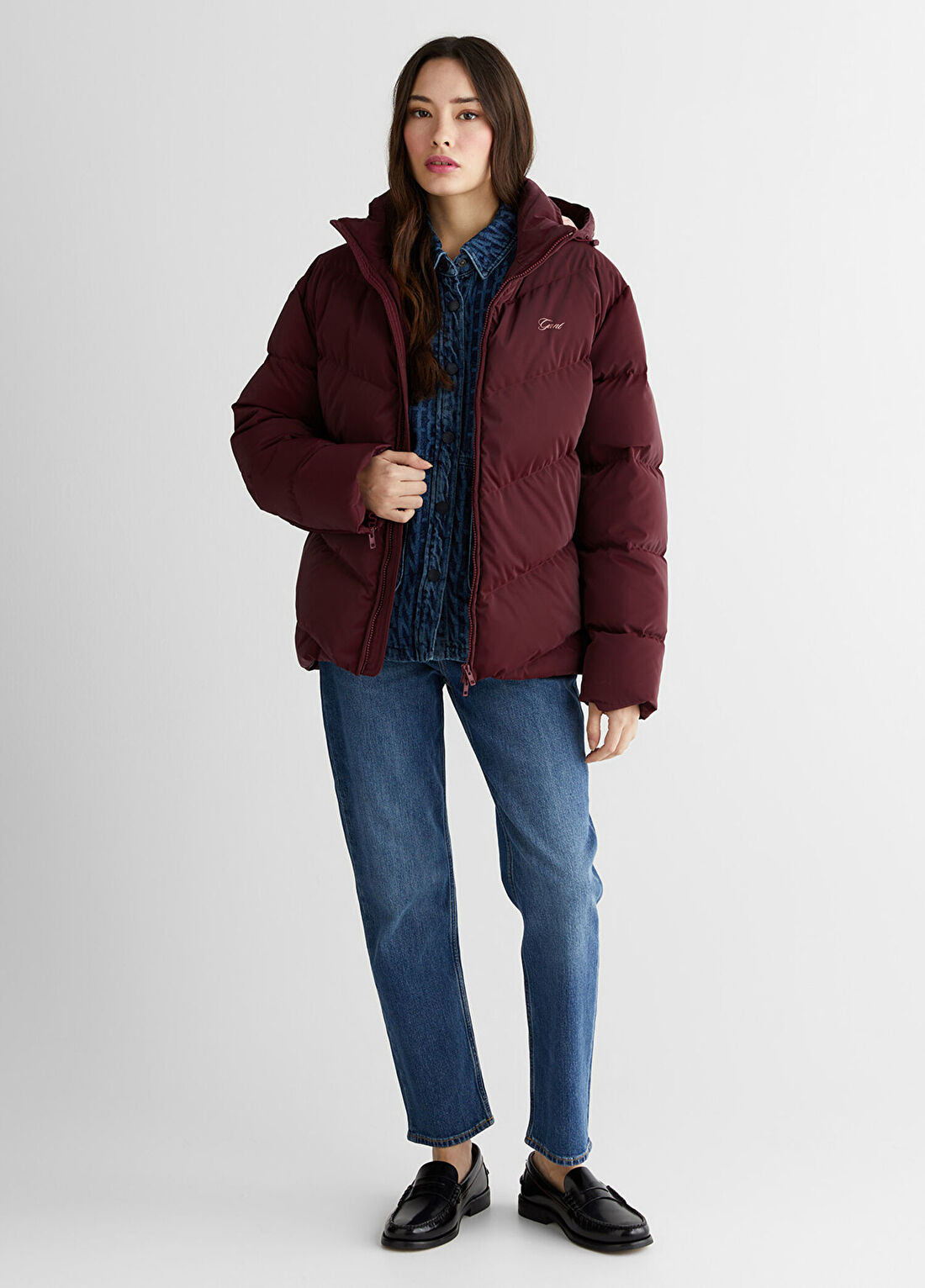 Gant Bordo Regular Fit Fermuarlı Kadın Mont görsel 3