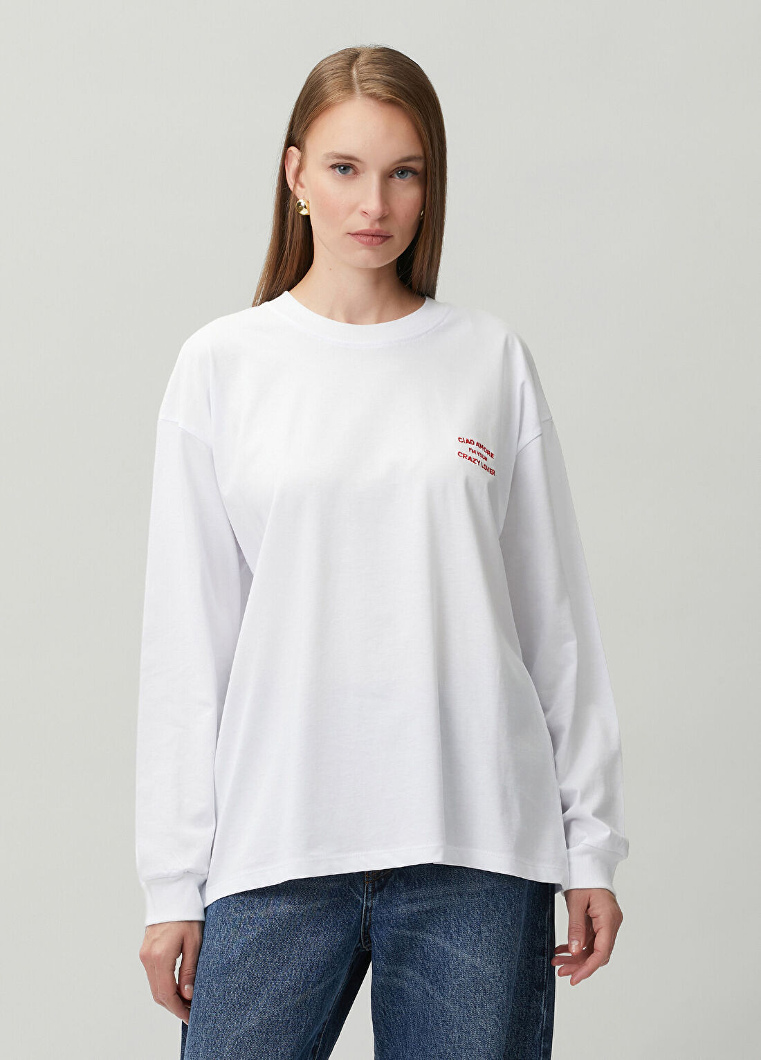Giada Benincasa Crazy Lover Beyaz Uzun Kollu T-shirt