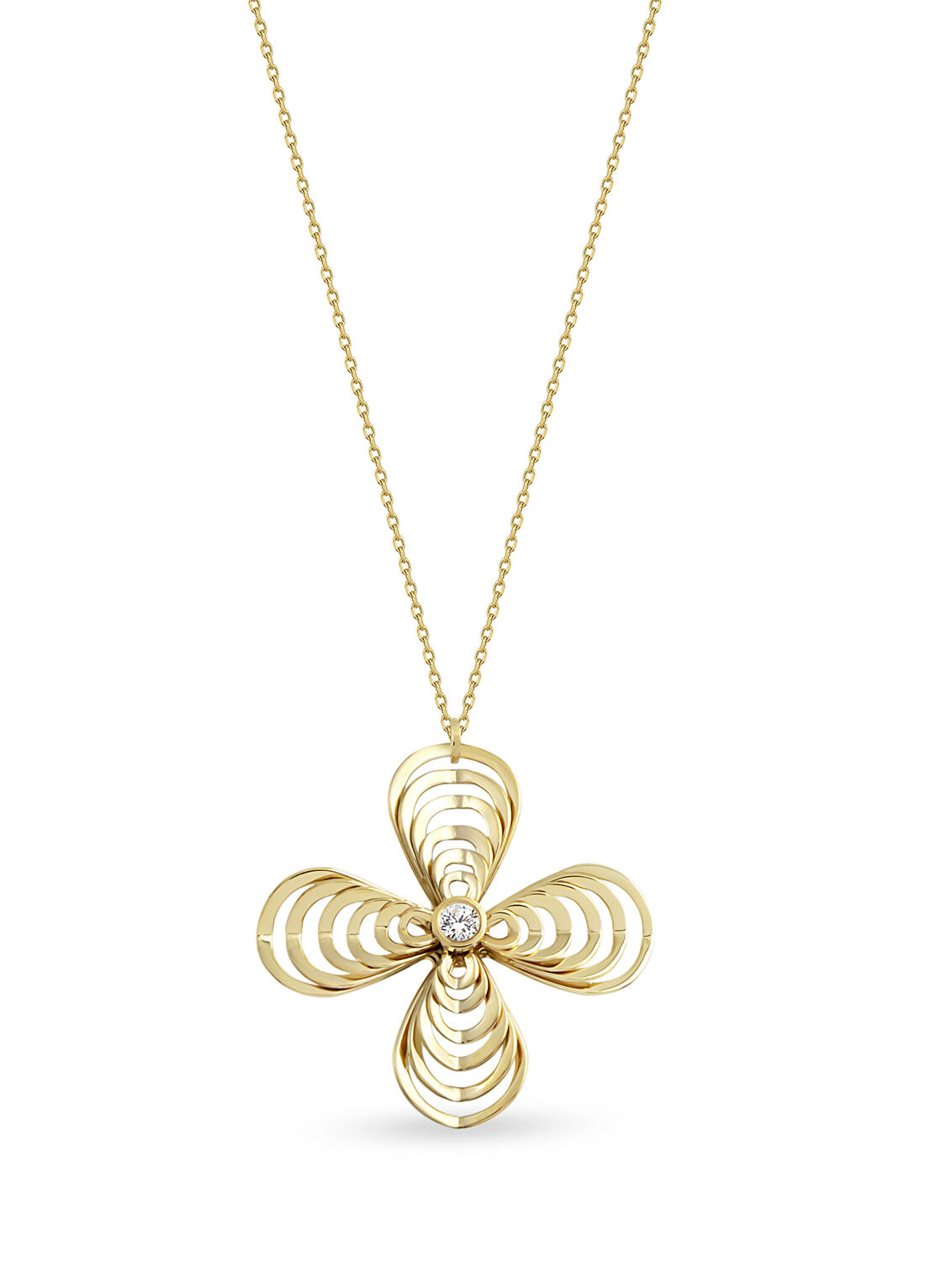 Orena Jewelry Golden Pırlanta Taşlı 14 Ayar Altın Kadın Kolye