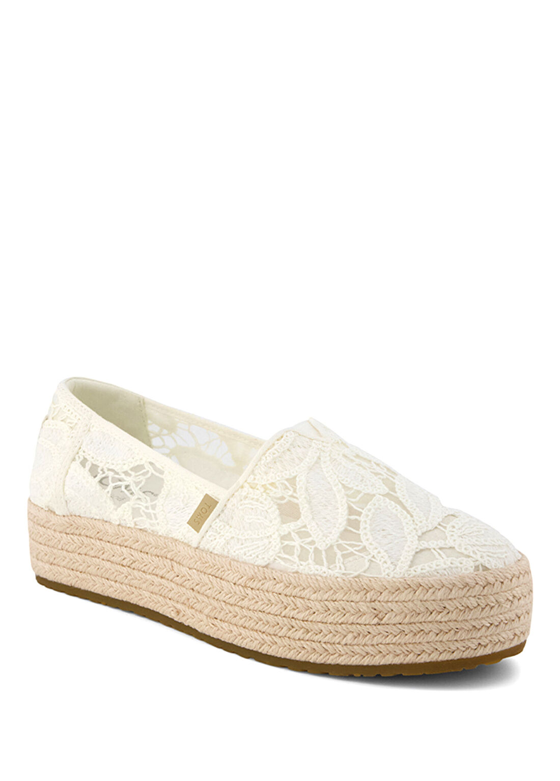 Toms Valencia Floral Crochet Beyaz Kalın Tabanlı Kadın Espadril görsel 2