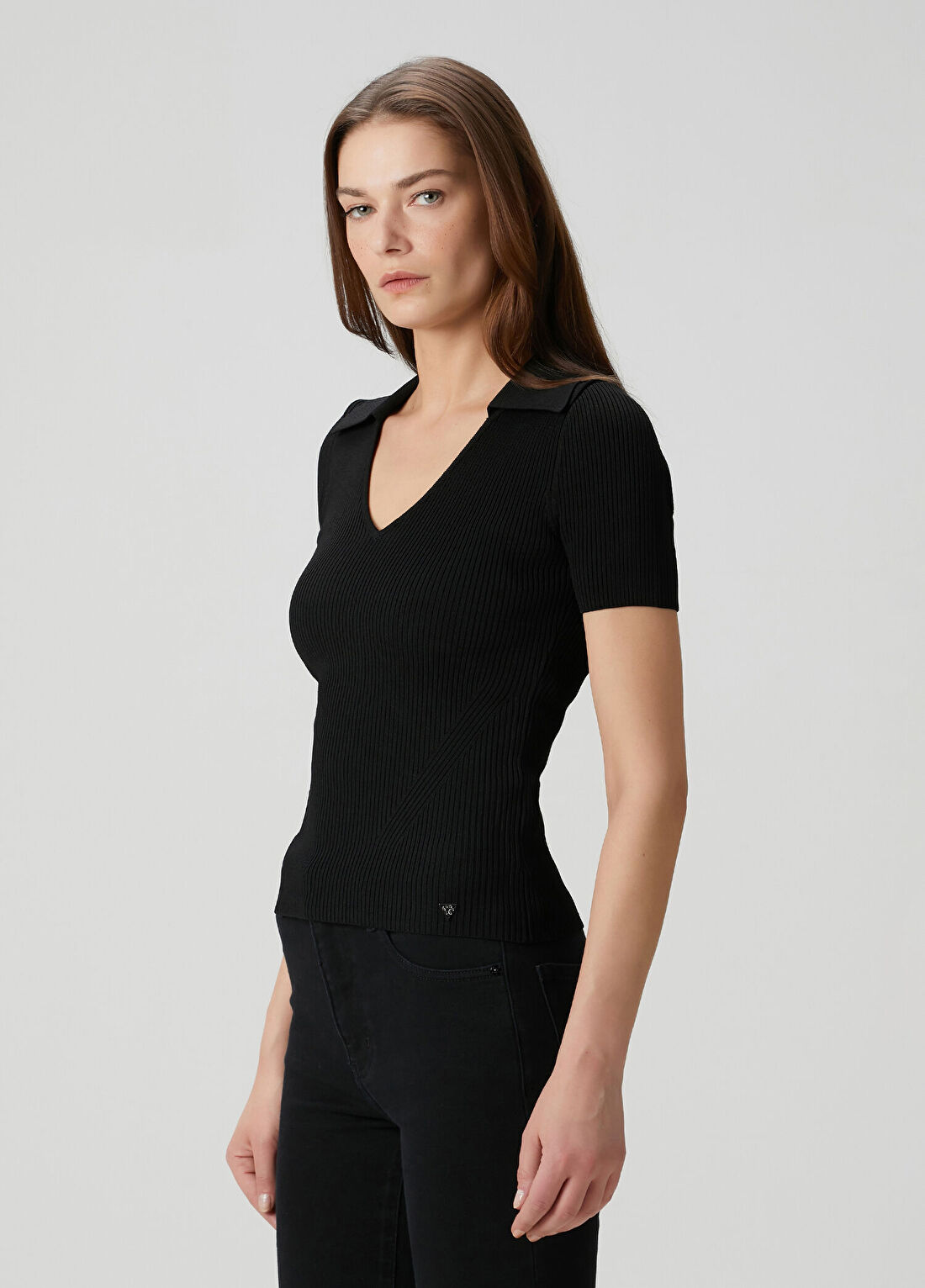 Guess Yarn Siyah Polo Triko görsel 3
