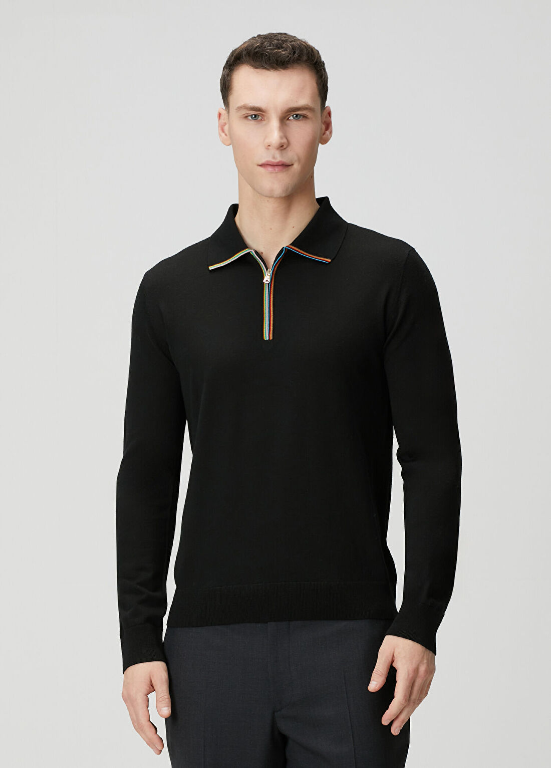 Paul Smith Siyah Polo Yaka Merino Triko
