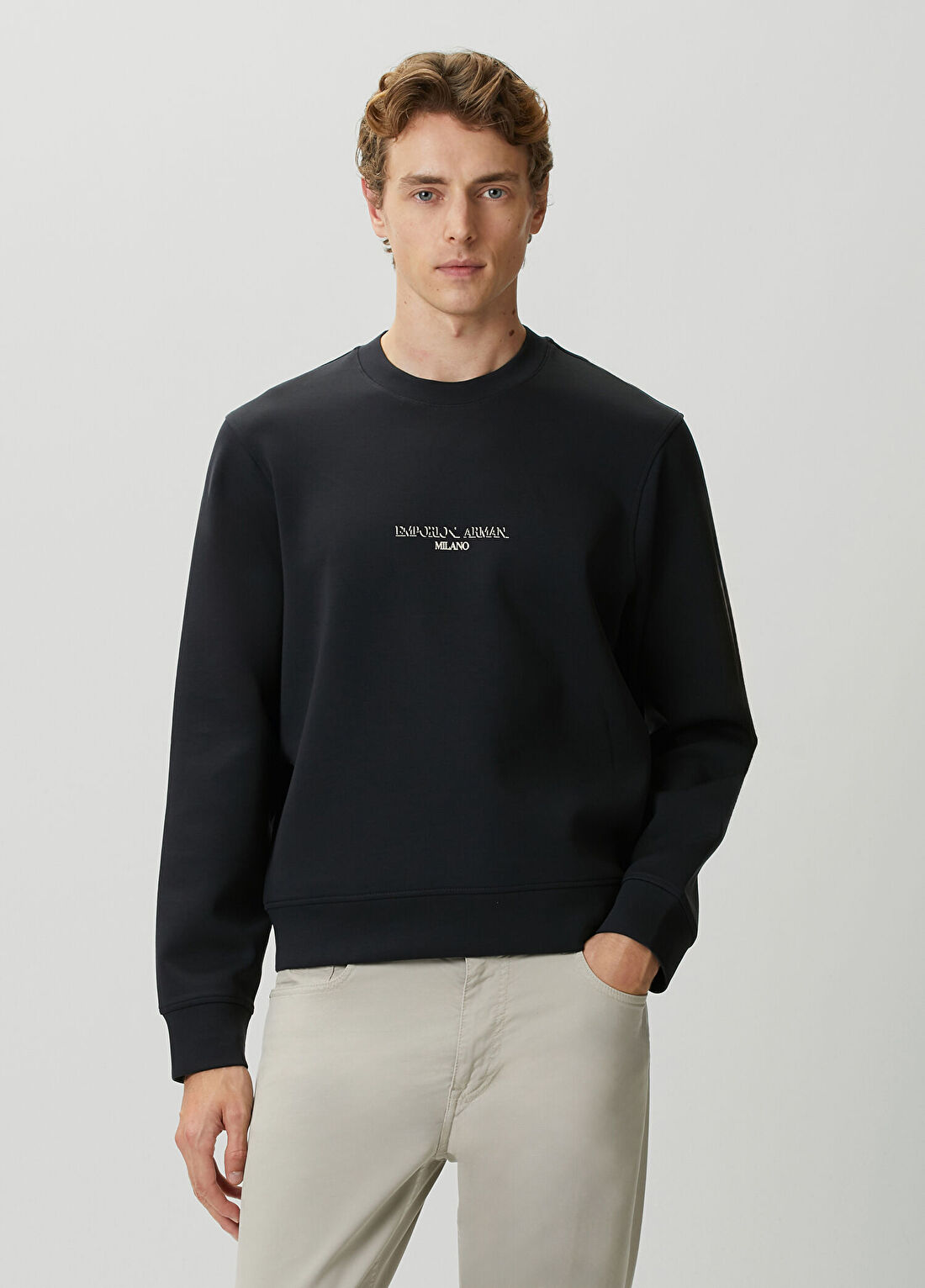Emporio Armani Lacivert Logo Detaylı Sweatshirt
