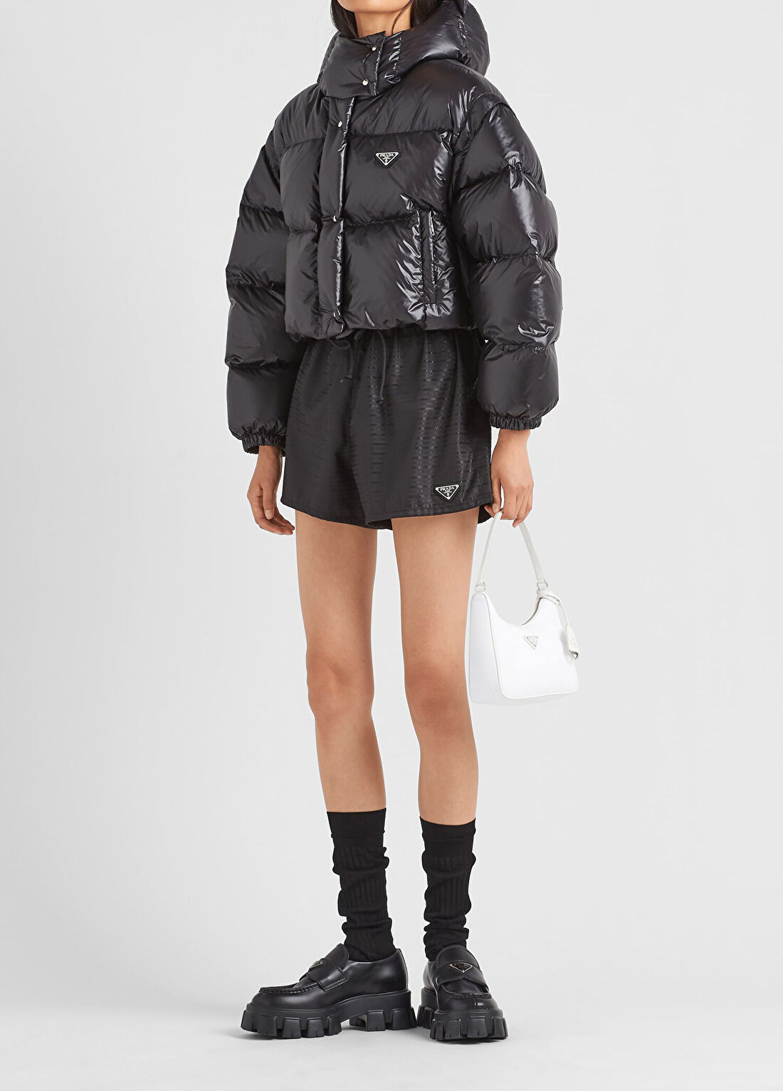 Prada Re-Nylon Dönüştürülebilir Kısa Şişme Mont görsel 2