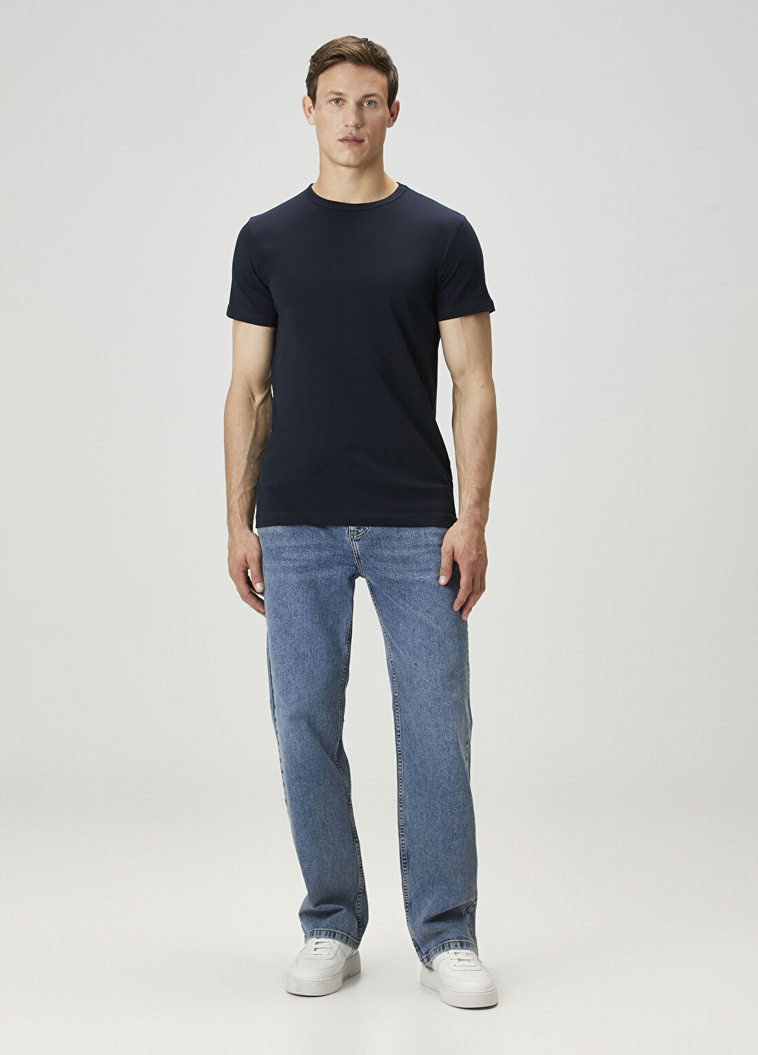 John Frank Lacivert Basic T-shirt görsel 2