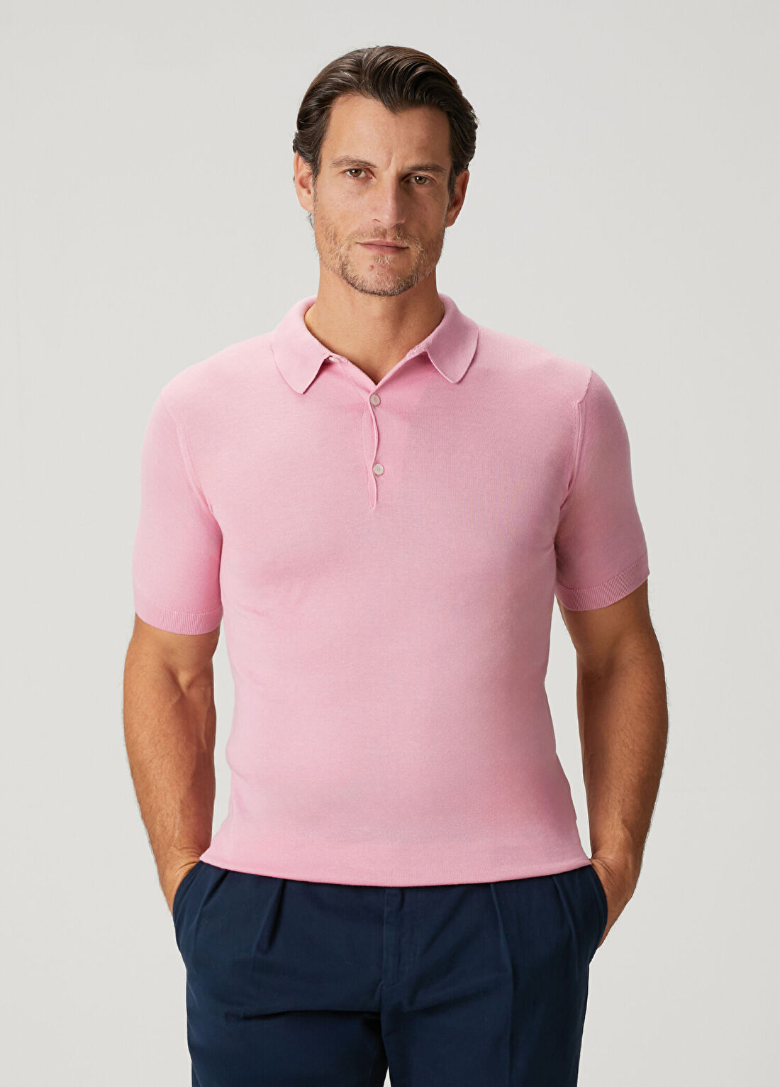 John Smedley Adria Pembe Polo Yaka Kısa Kollu Triko