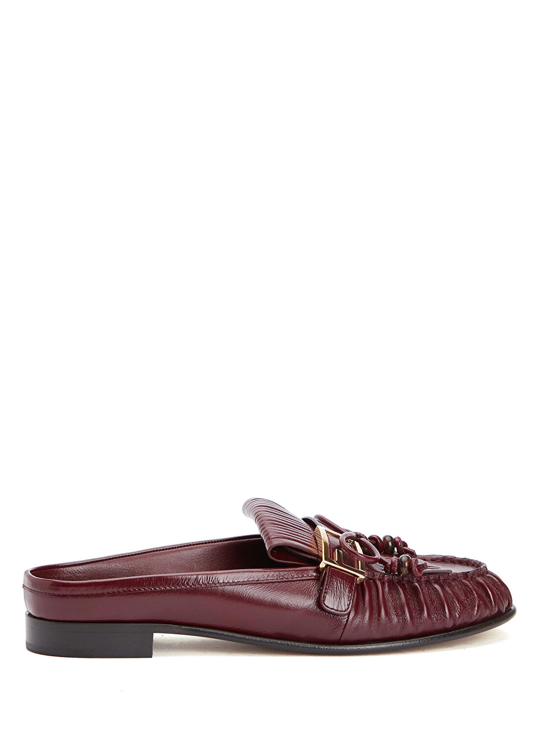 Fendi Bordo Kadın Deri Loafer