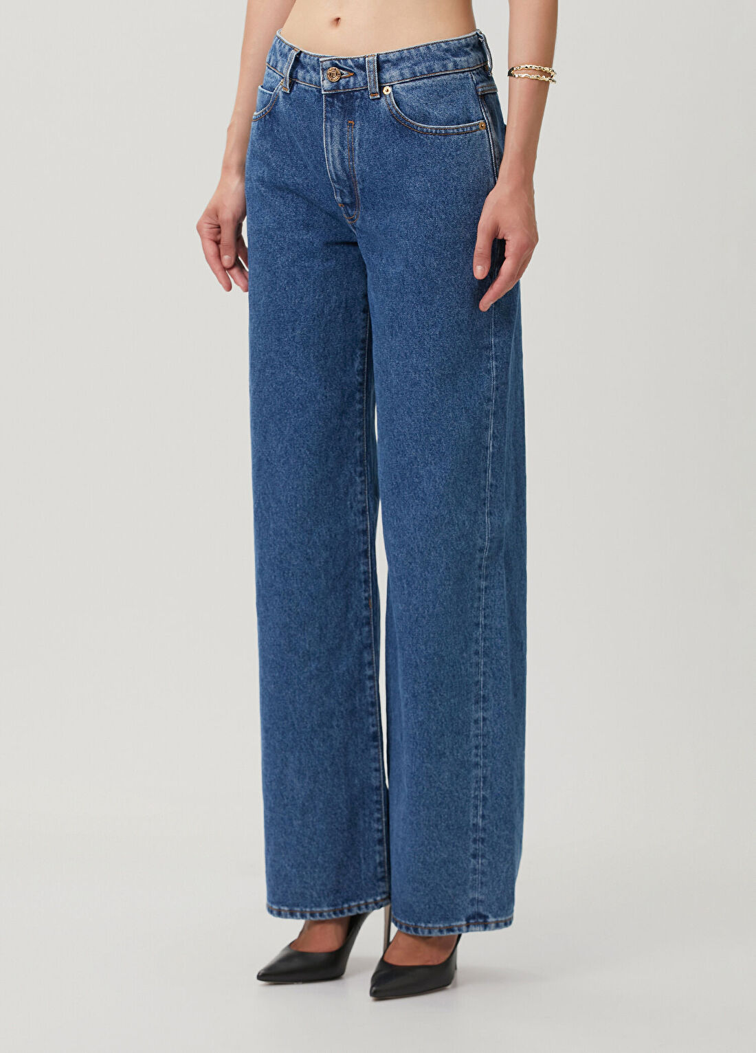Balmain Koyu Mavi Straight Leg Jean Pantolon görsel 3