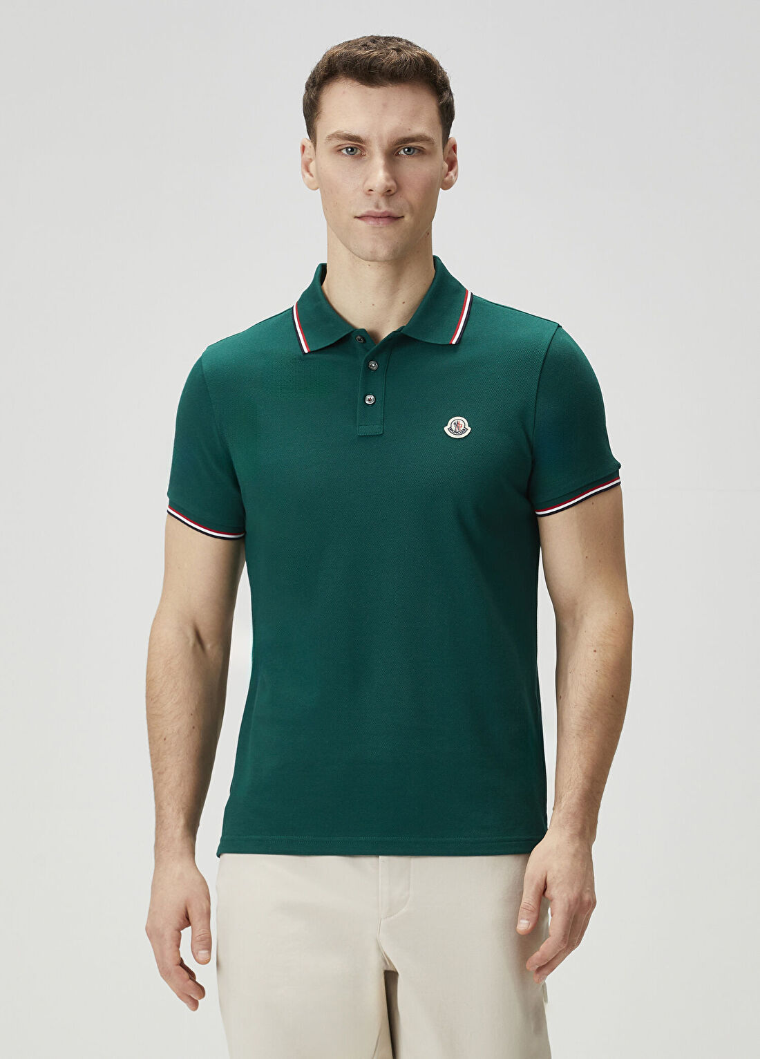 Moncler Koyu Yeşil Polo Yaka T-shirt