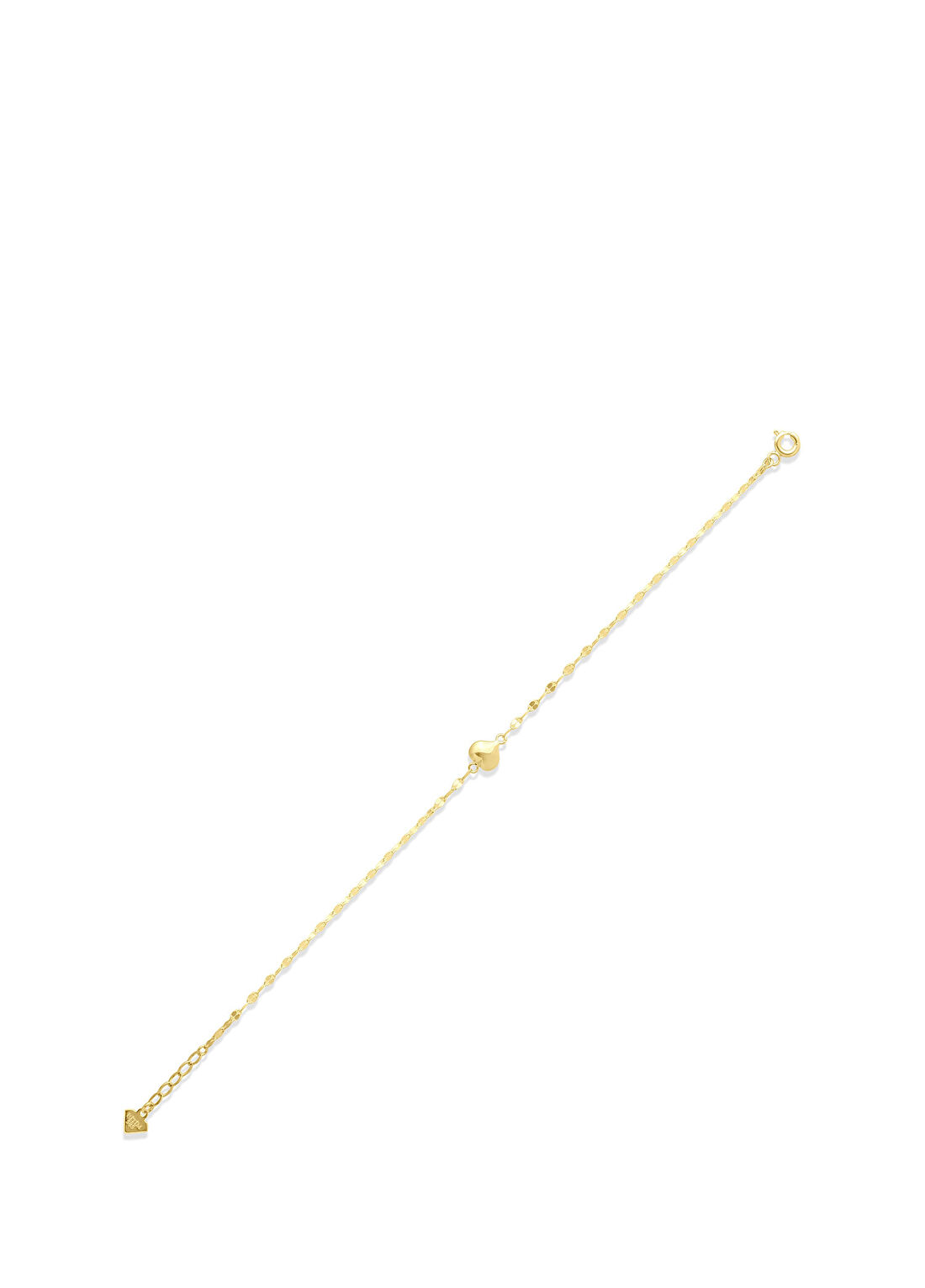 Safir Mücevher Lovely Kalpli Işıltılı 14 Ayar Altın Unisex Zincir Bileklik