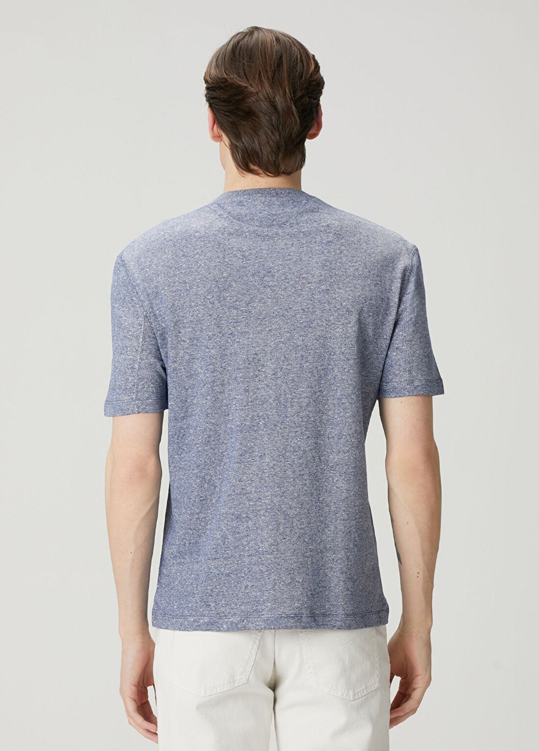 Brunello Cucinelli Mavi Keten T-shirt görsel 4