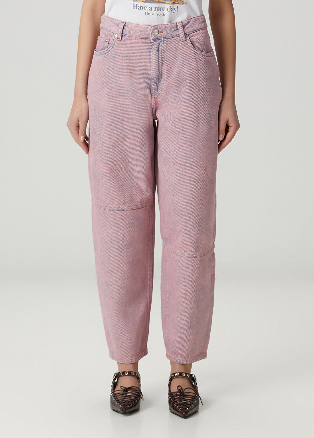 Ganni Cameo Pembe Jean Pantolon görsel 2