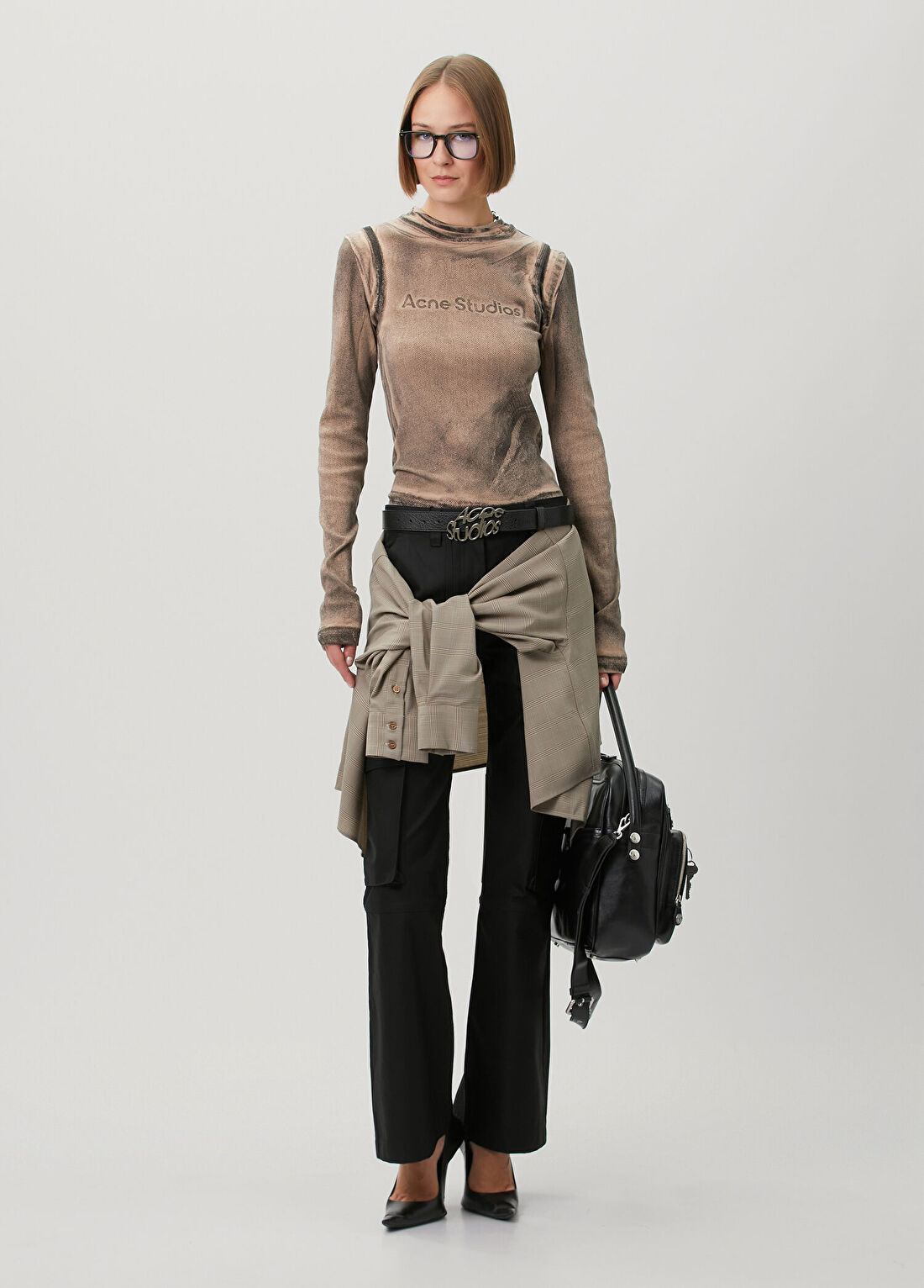 Acne Studios Siyah Saten Kargo Pantolon