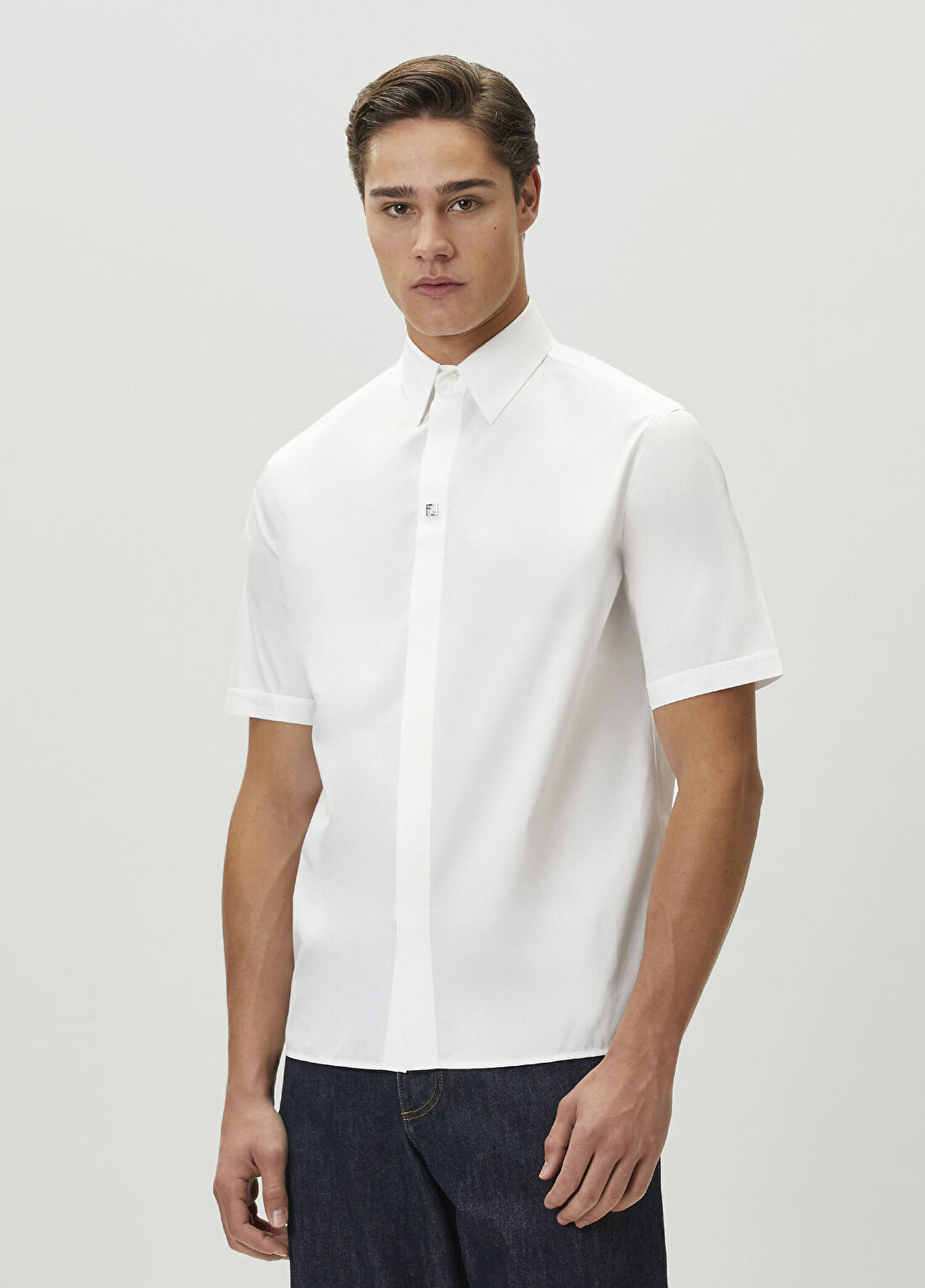 Fendi Boxy Beyaz Kısa Kollu Poplin Gömlek görsel 4