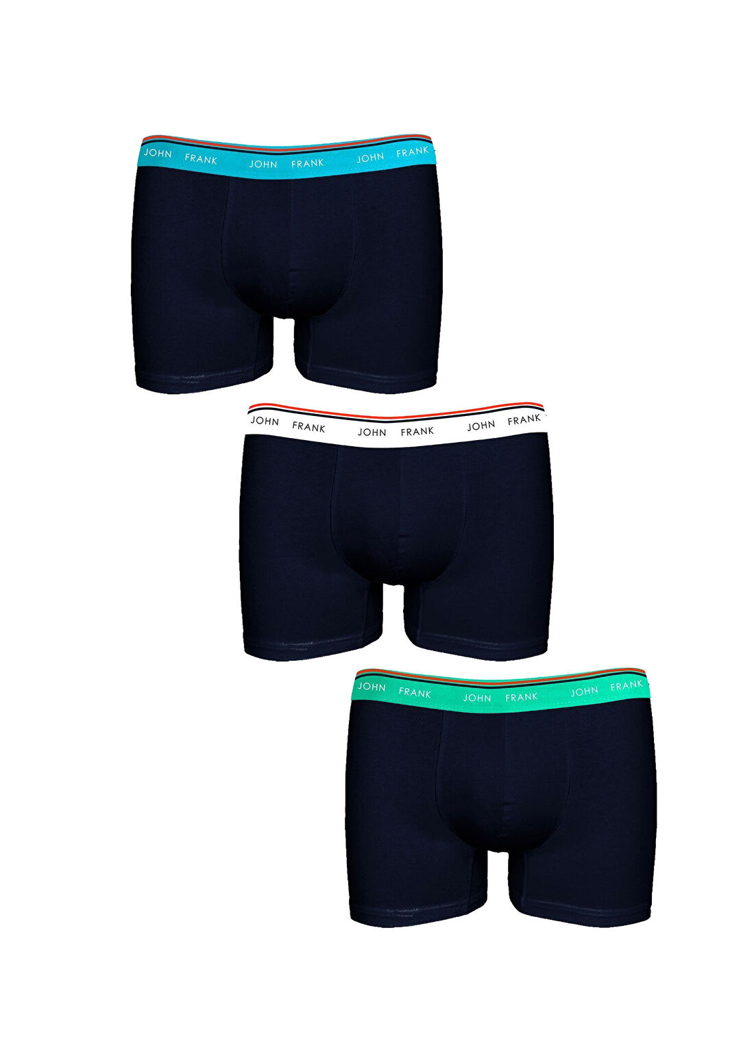 John Frank Basic Bright Logo Bantlı 3lü Boxer Seti