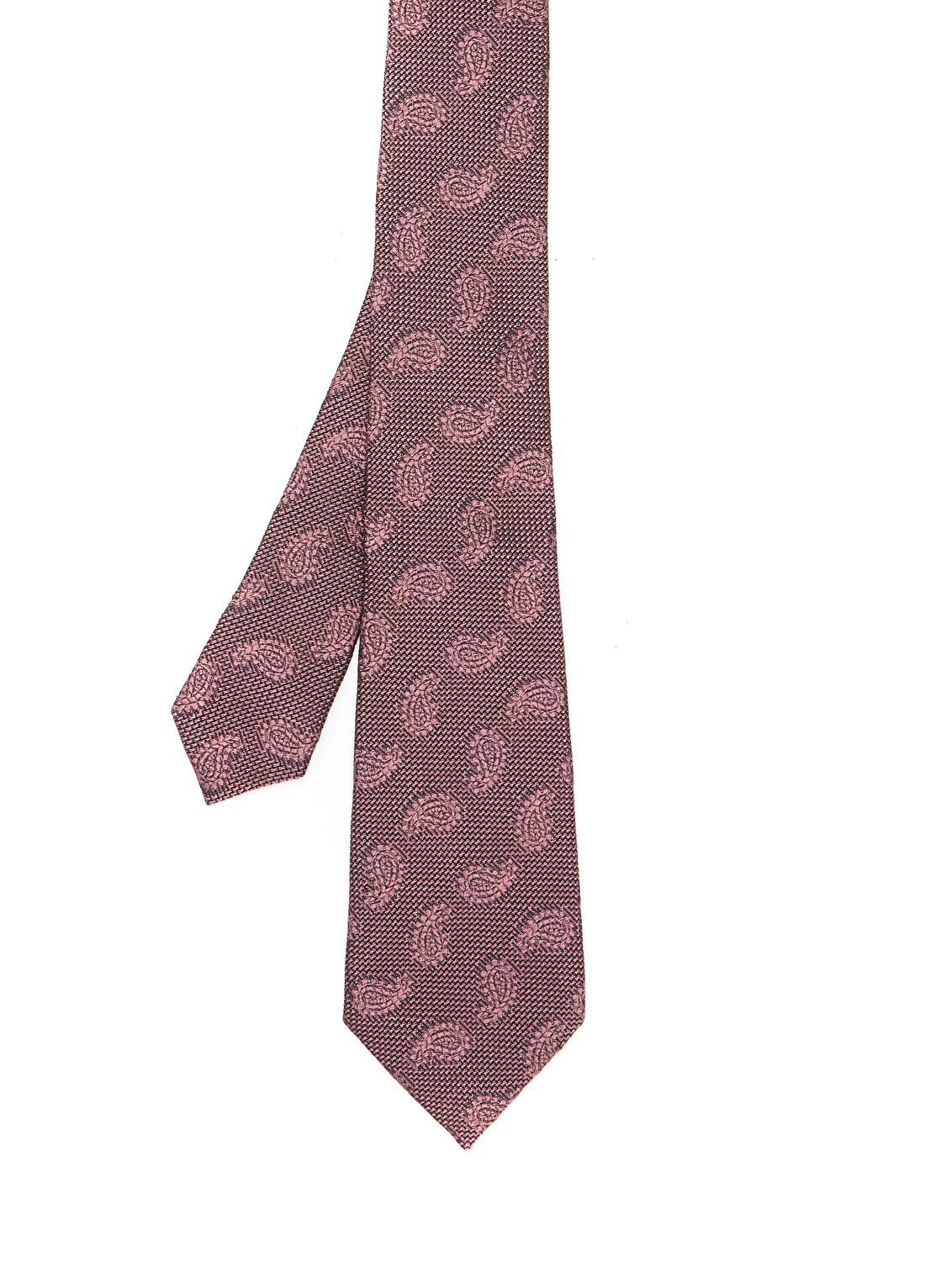 Zegna Pembe Şal Desenli İpek Kravat