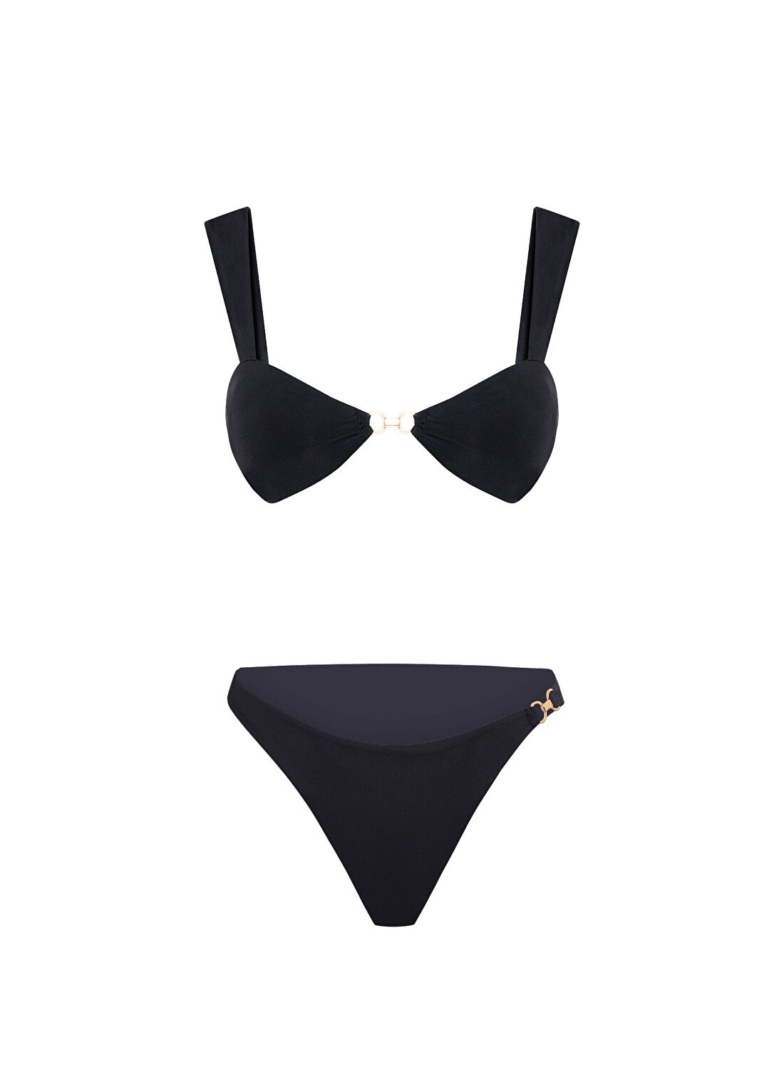 Sellie Dusk Nero Siyah Halka Detaylı Kadın Bikini Üstü