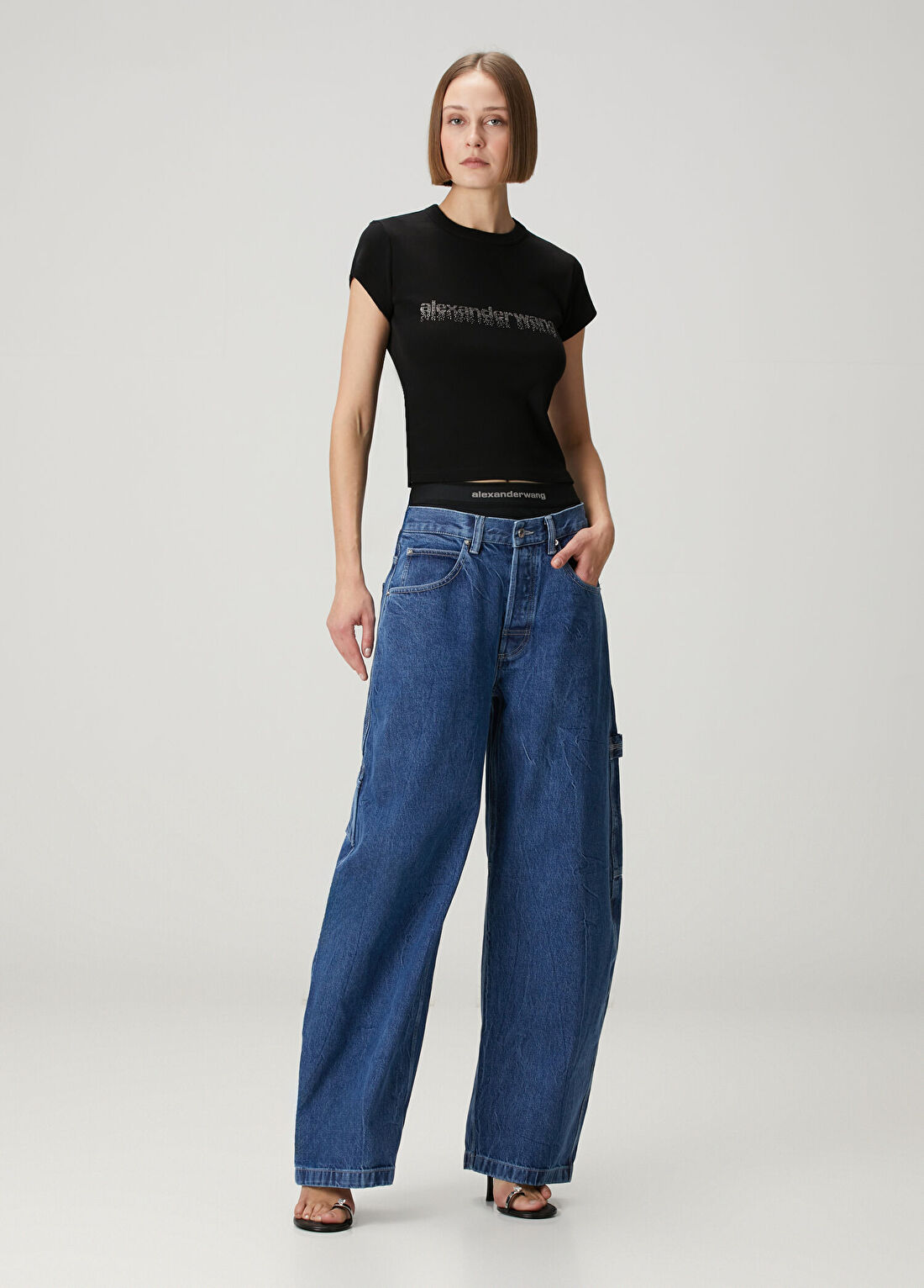 Alexander Wang Siyah Hotfix Logolu T-shirt görsel 2