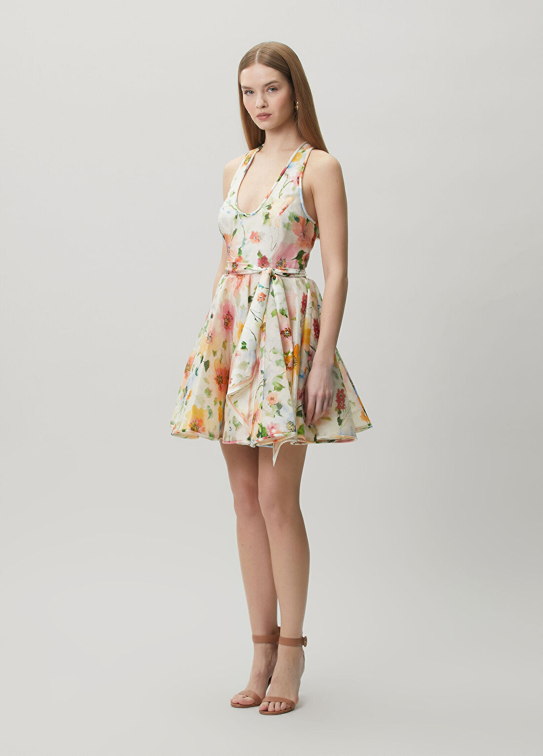 Zimmermann Alchemy Racer Çiçekli Mini Keten Elbise görsel 3