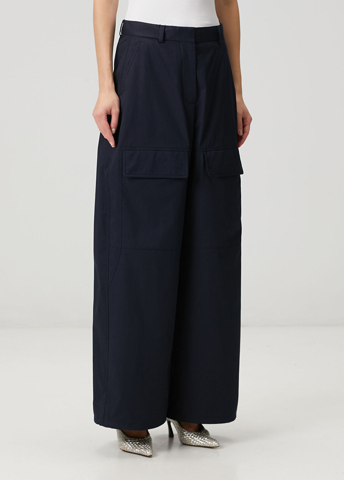 Stella McCartney Lacivert Wide Leg Cargo Pantolon görsel 3