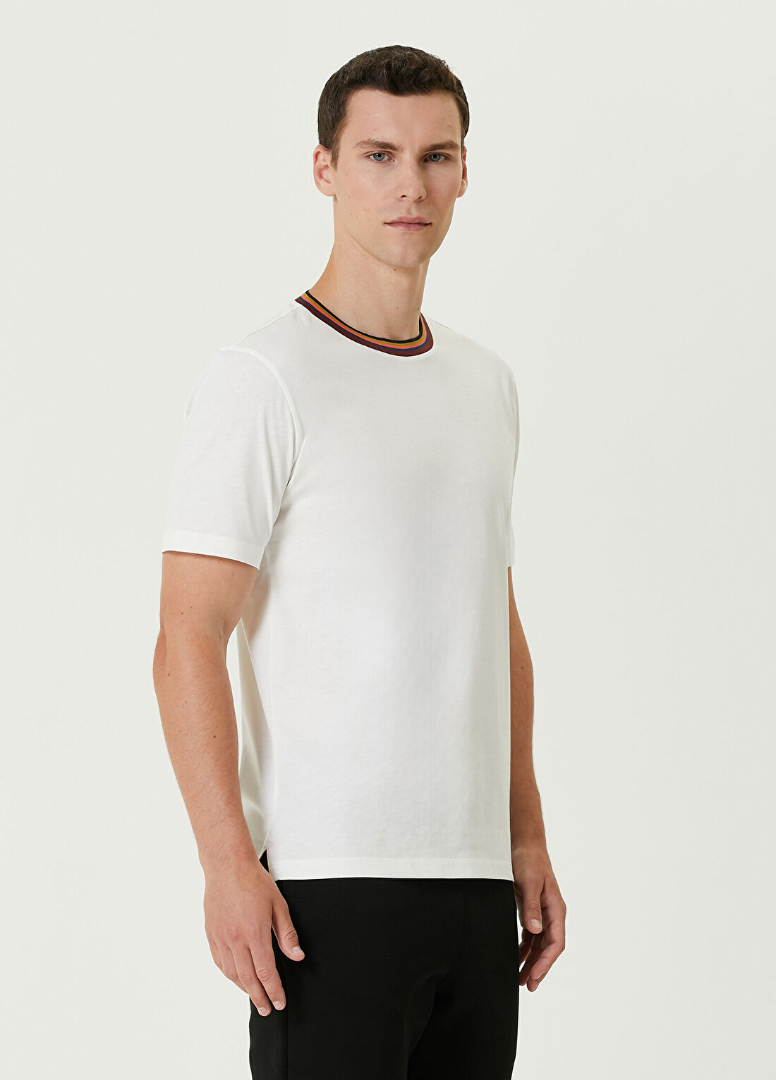 Paul Smith Beyaz Yakası Çizgi Detaylı T-shirt