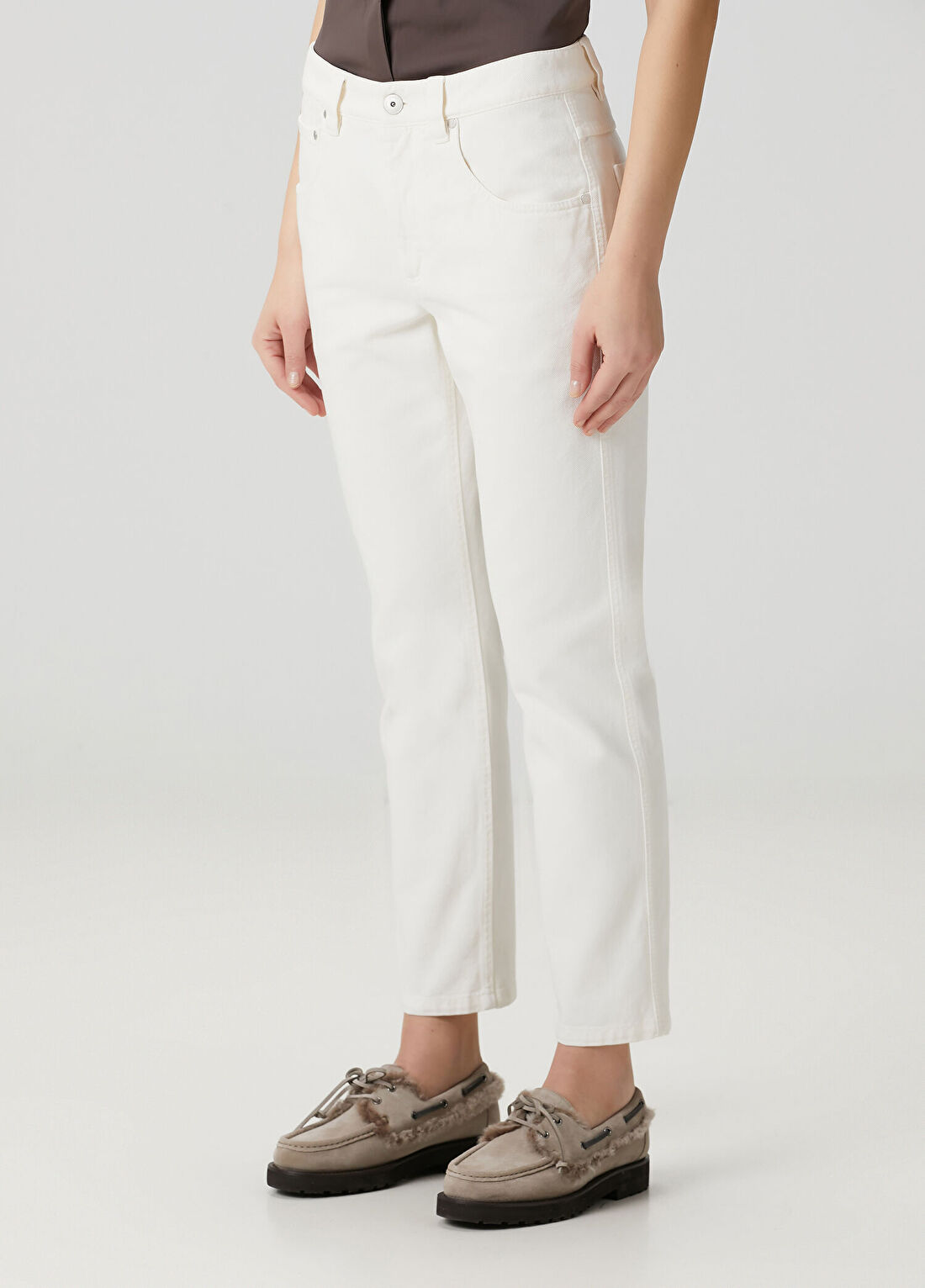 Brunello Cucinelli Ekru Jean Pantolon görsel 2