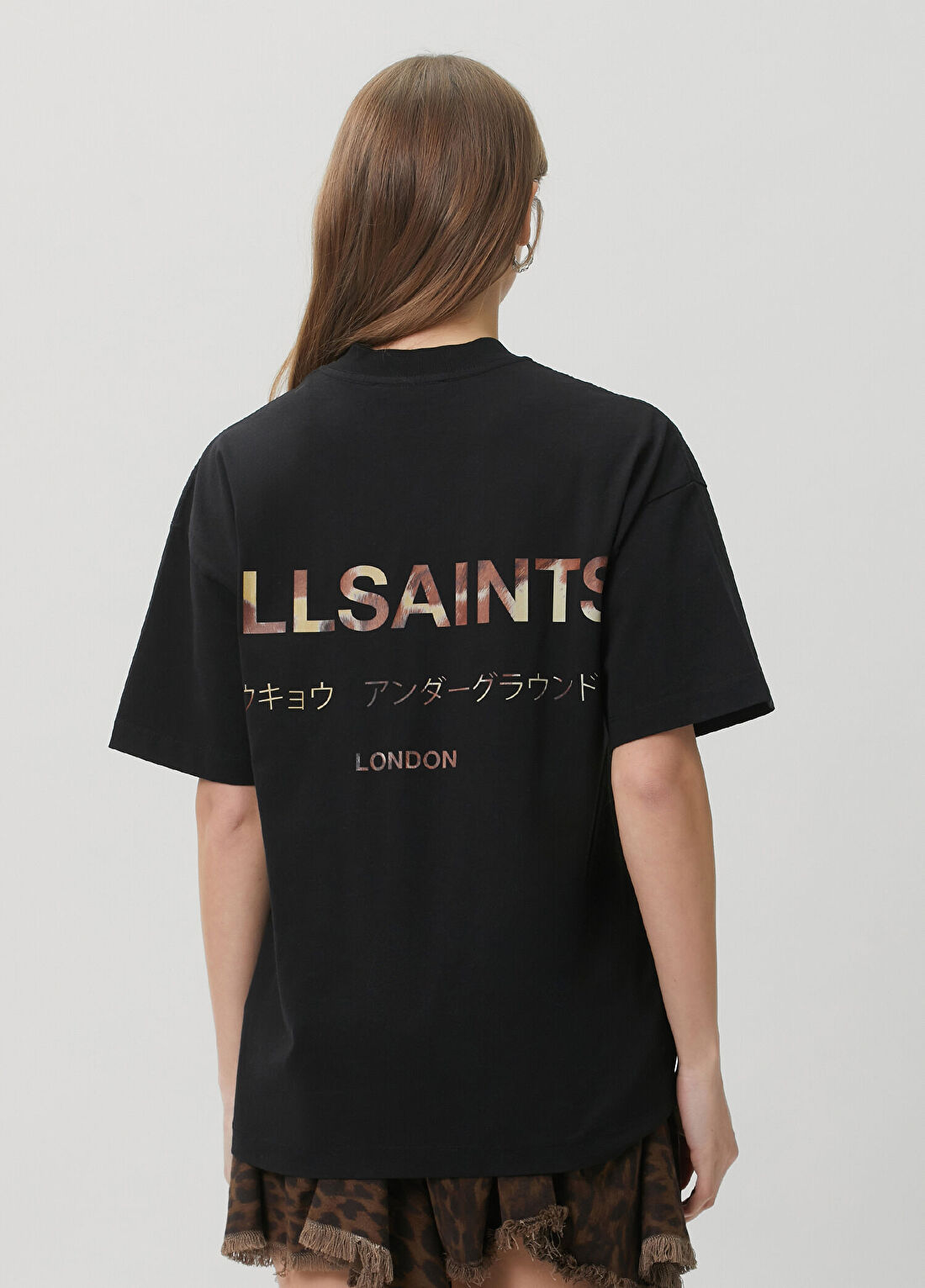 AllSaints Underground Etta Siyah T-shirt görsel 4