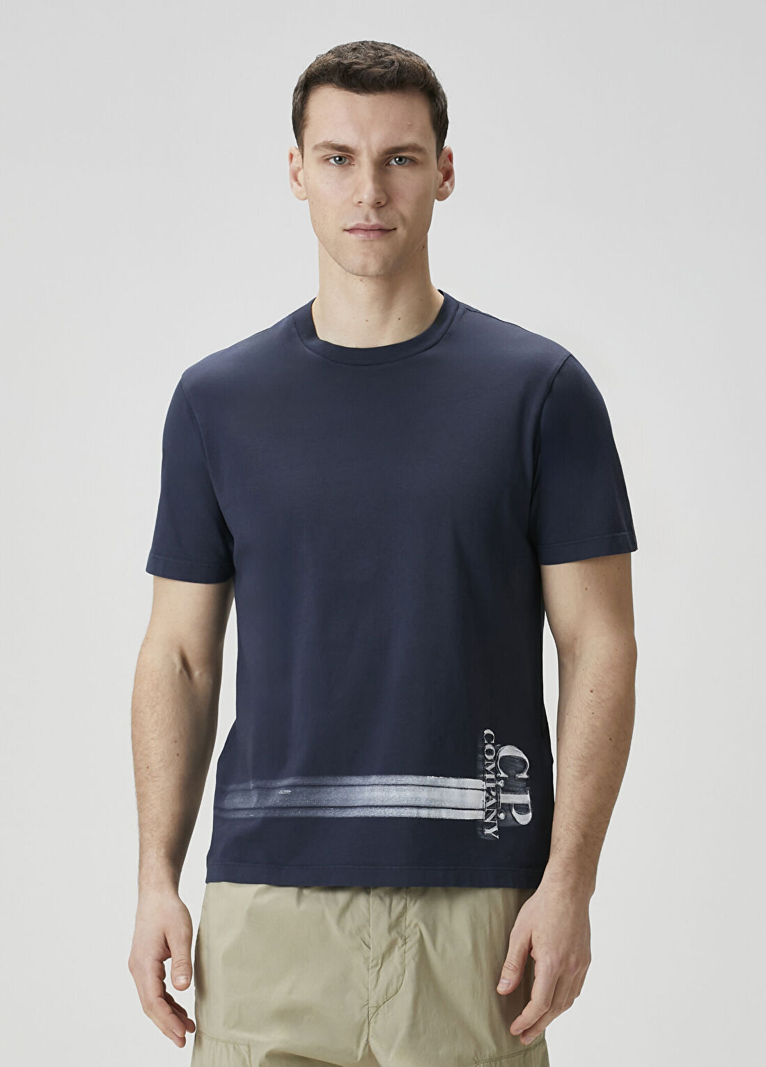 C.P. Company Lacivert Logo Baskılı T-shirt