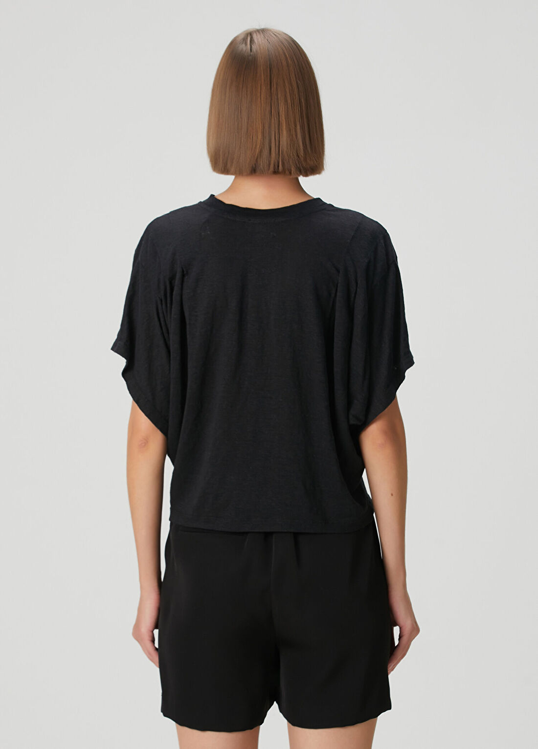 Marant Etoile Kyanzae Siyah Keten T-shirt görsel 4