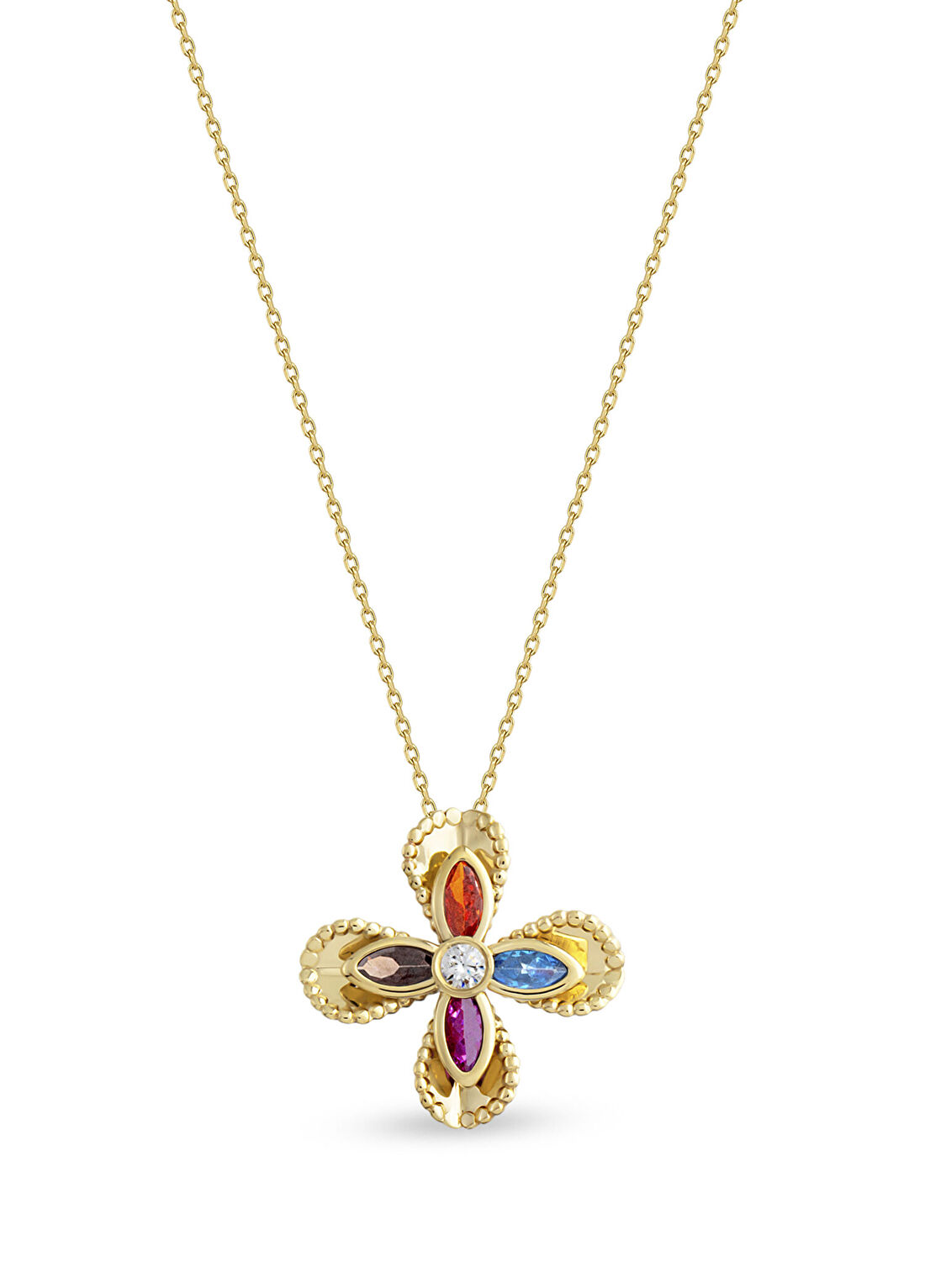 Orena Jewelry Garden Lotus Pırlanta Taşlı 14 Ayar Altın Kadın Kolye