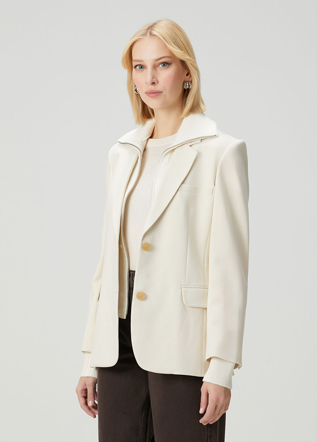 Rag&Bone Frank Mixed-Media Ekru Blazer