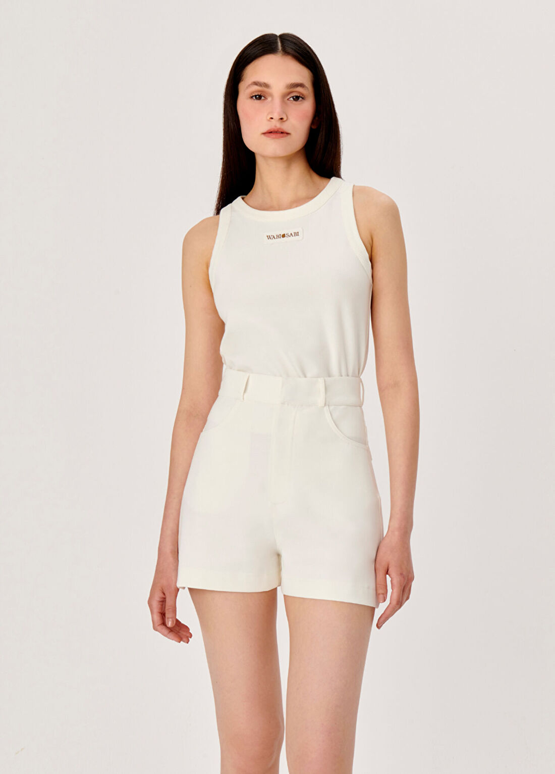 Wabi Sabi Ekru Halter Yaka Kolsuz Kadın Bluz görsel 3