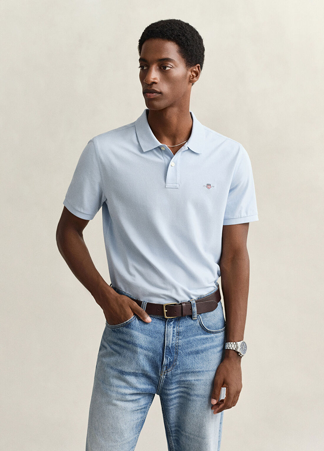Gant Mavi Polo Yaka Regular Fit Kısa Kollu Erkek T-shirt