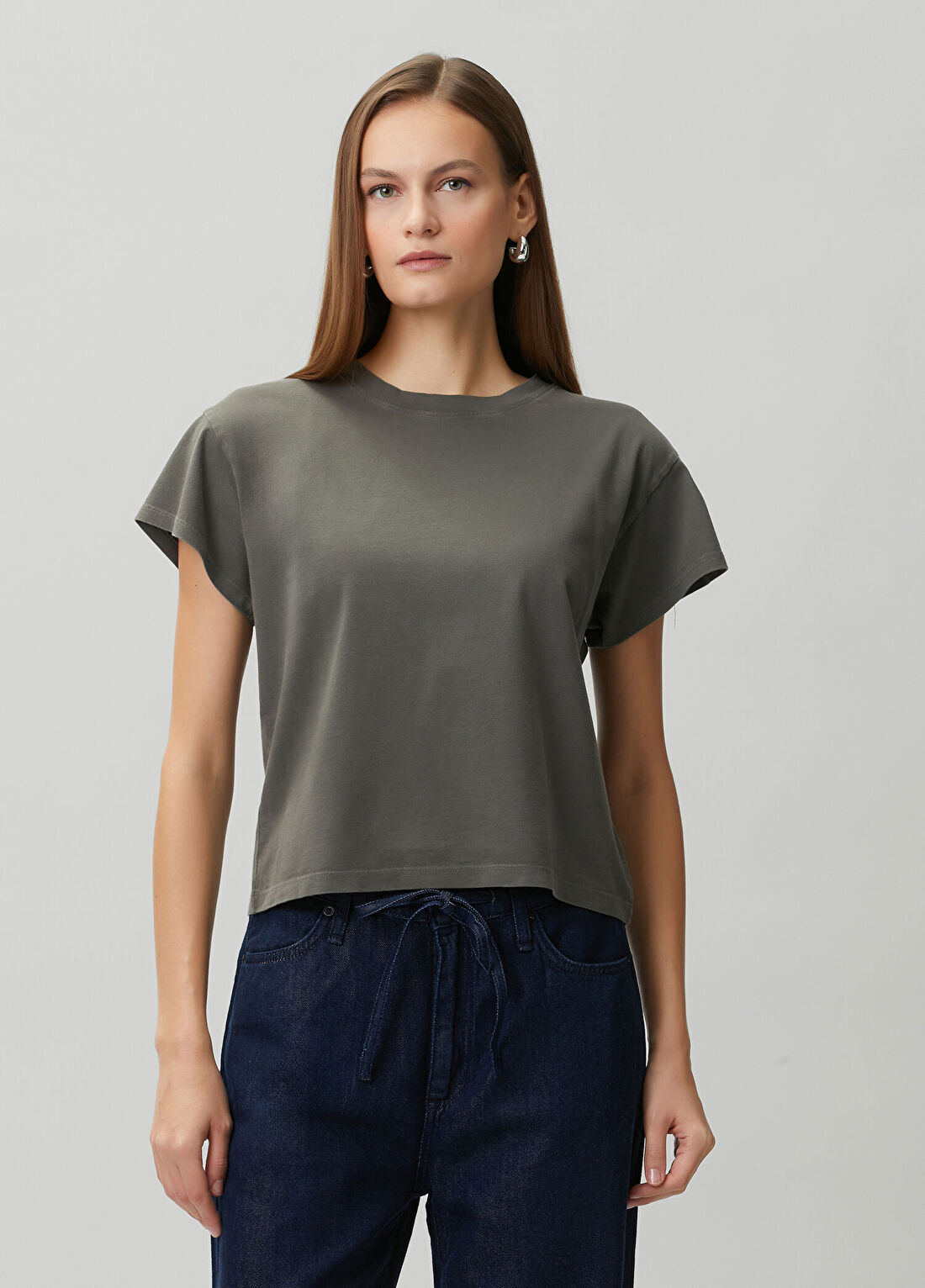Rag&Bone Kelly Boxy Koyu Gri T-shirt