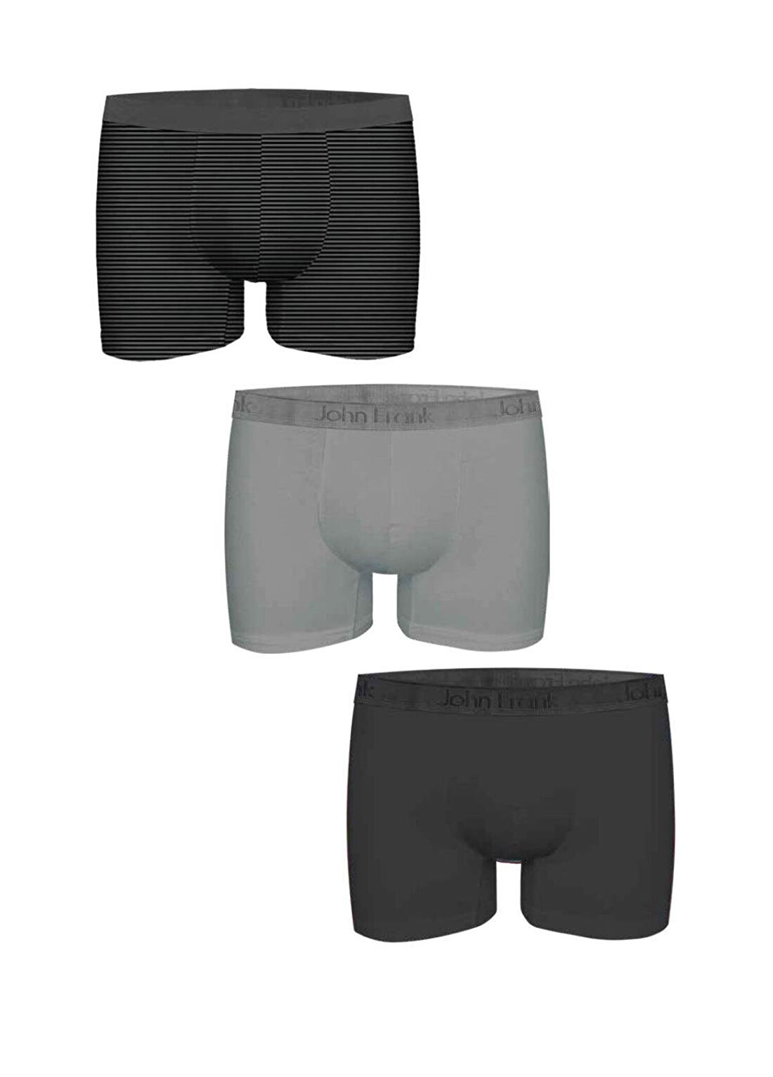 John Frank Naturel Çok Renkli 3lü Boxer Seti