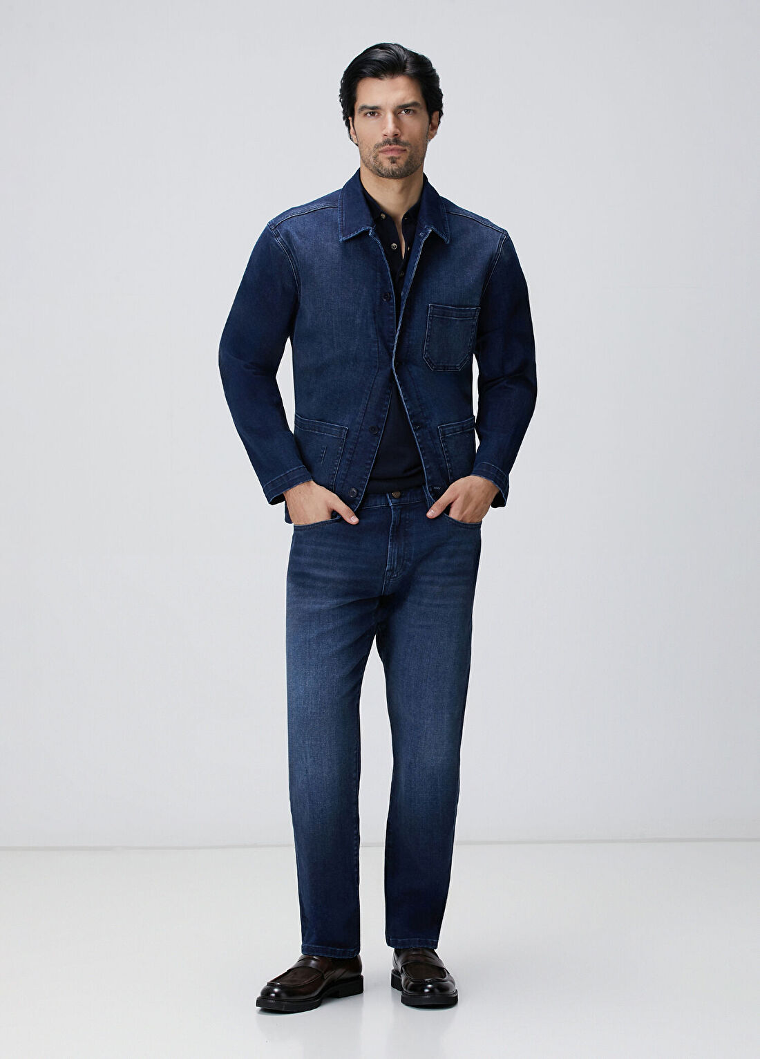 Network Mavi Casmere Touch Denim Ceket görsel 2