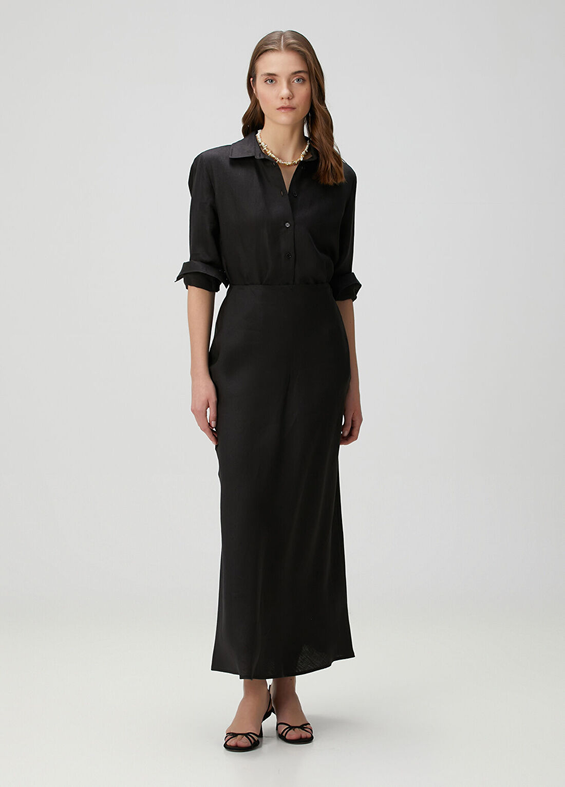 Beymen Collection Siyah Keten Gömlek görsel 3