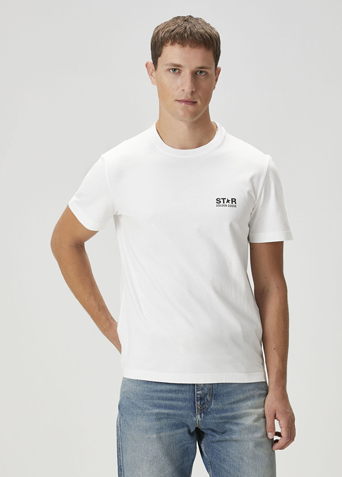 Golden Goose Regular Fit Star Siyah Beyaz Logo Baskılı T-shirt