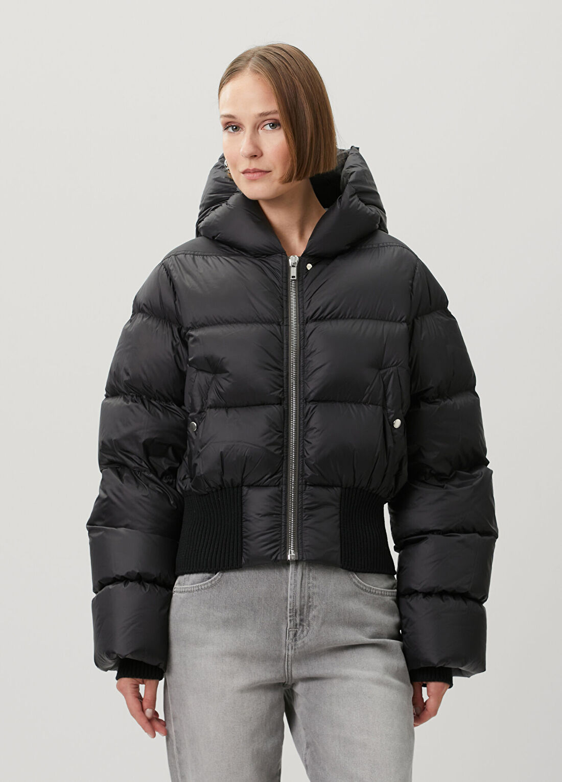 Rick Owens Siyah Kapüşonlu Puffer Mont görsel 3