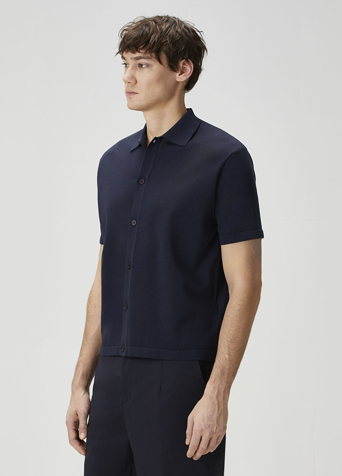 Solid Homme Lacivert Polo Yaka Triko görsel 3