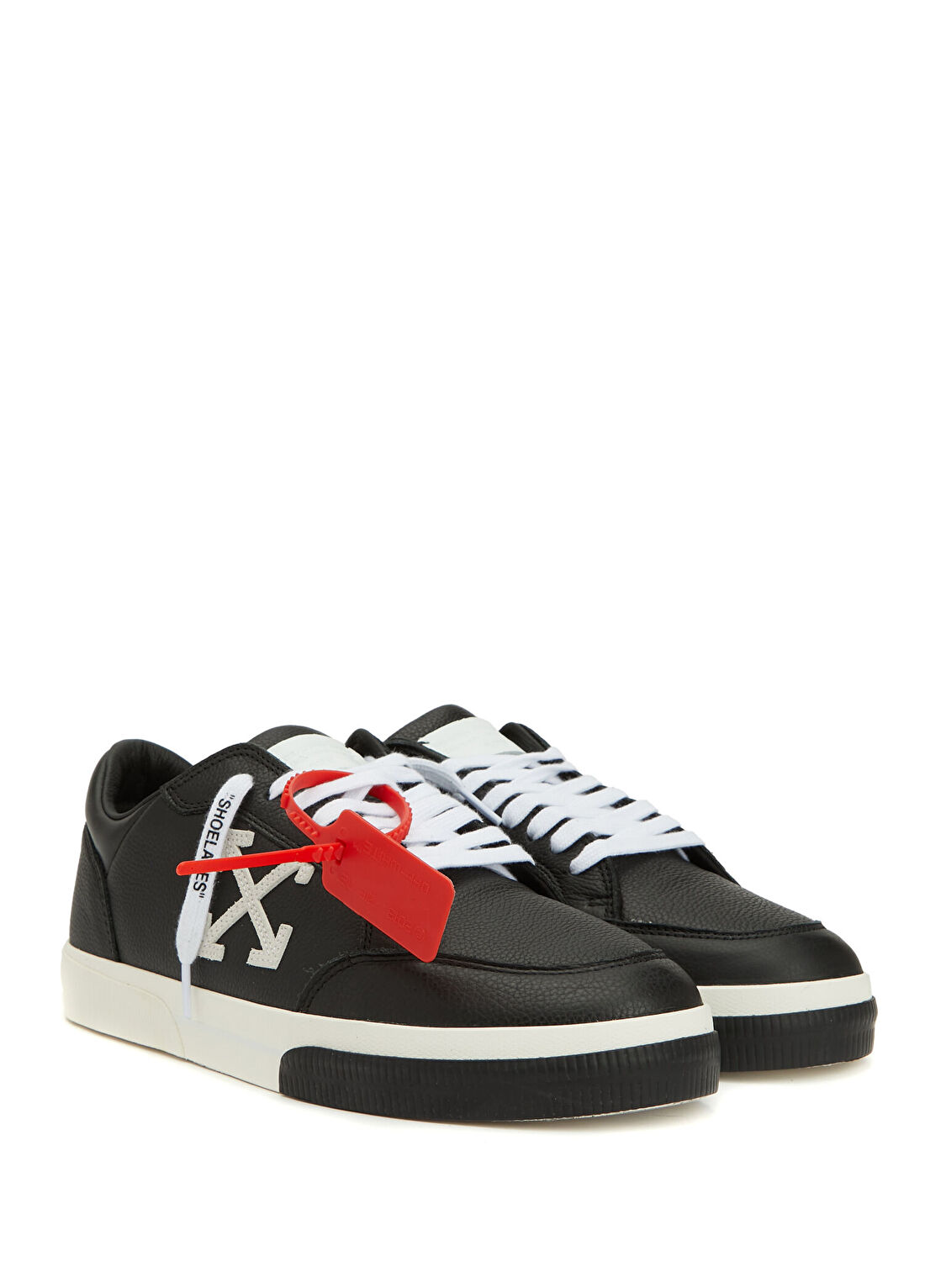 Off-White Vulcanized Siyah Erkek Deri Sneaker görsel 2