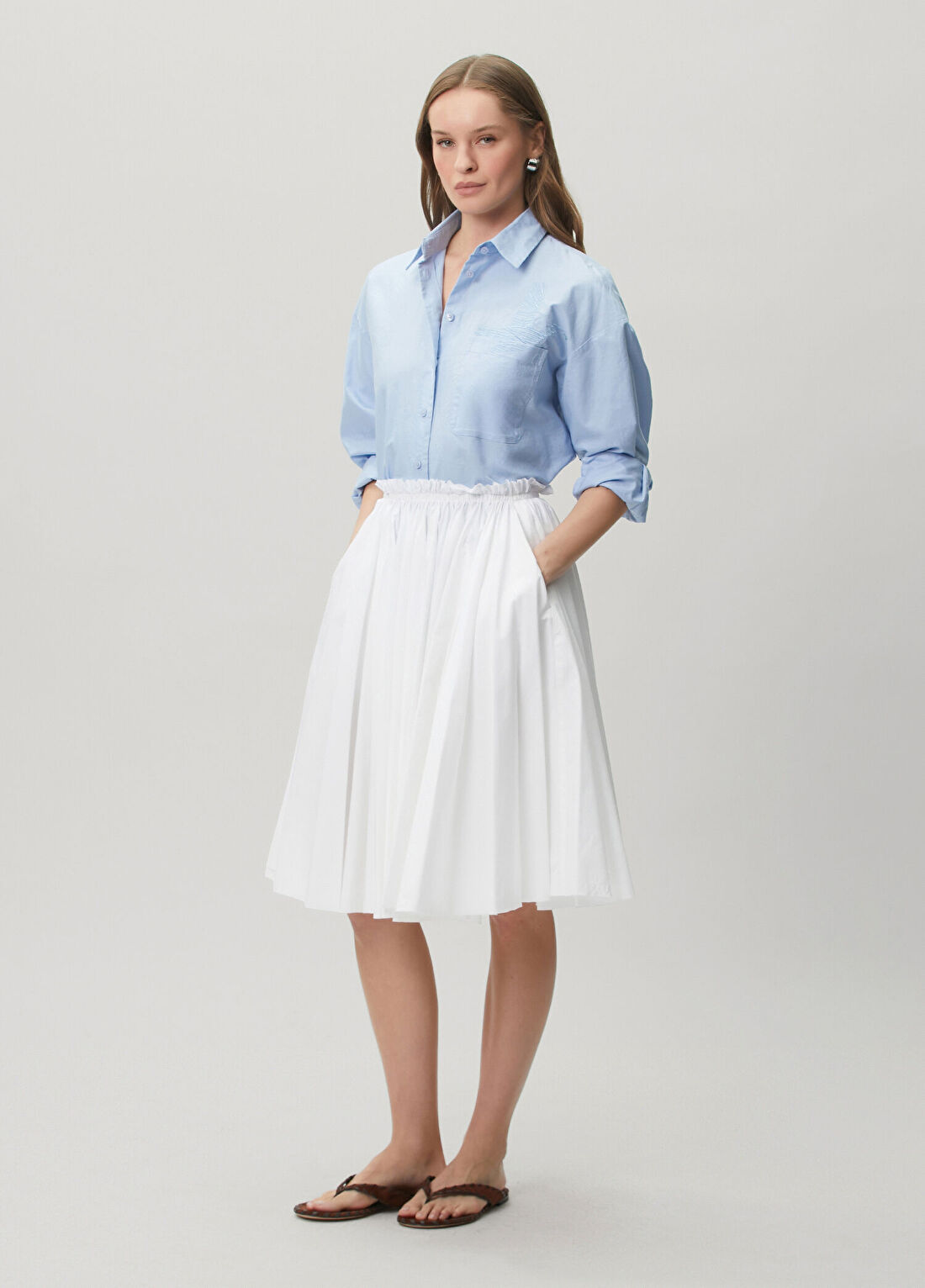Ami Paris Beyaz Midi Etek