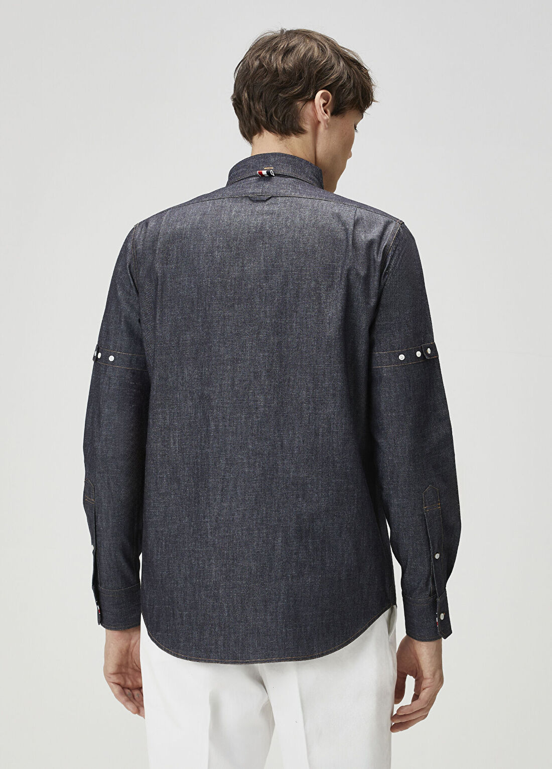 Thom Browne Lacivert Kontrast Dikişli Denim Gömlek görsel 4