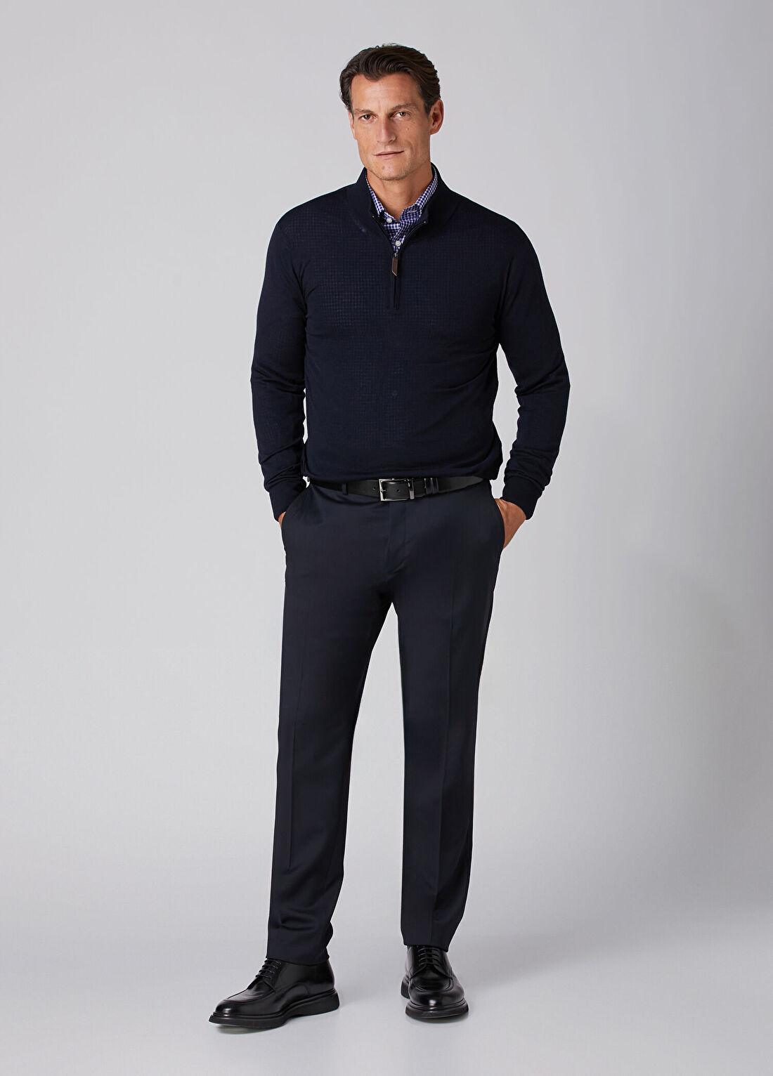 Beymen Collection Custom Fit Lacivert Pötikareli Gömlek görsel 3