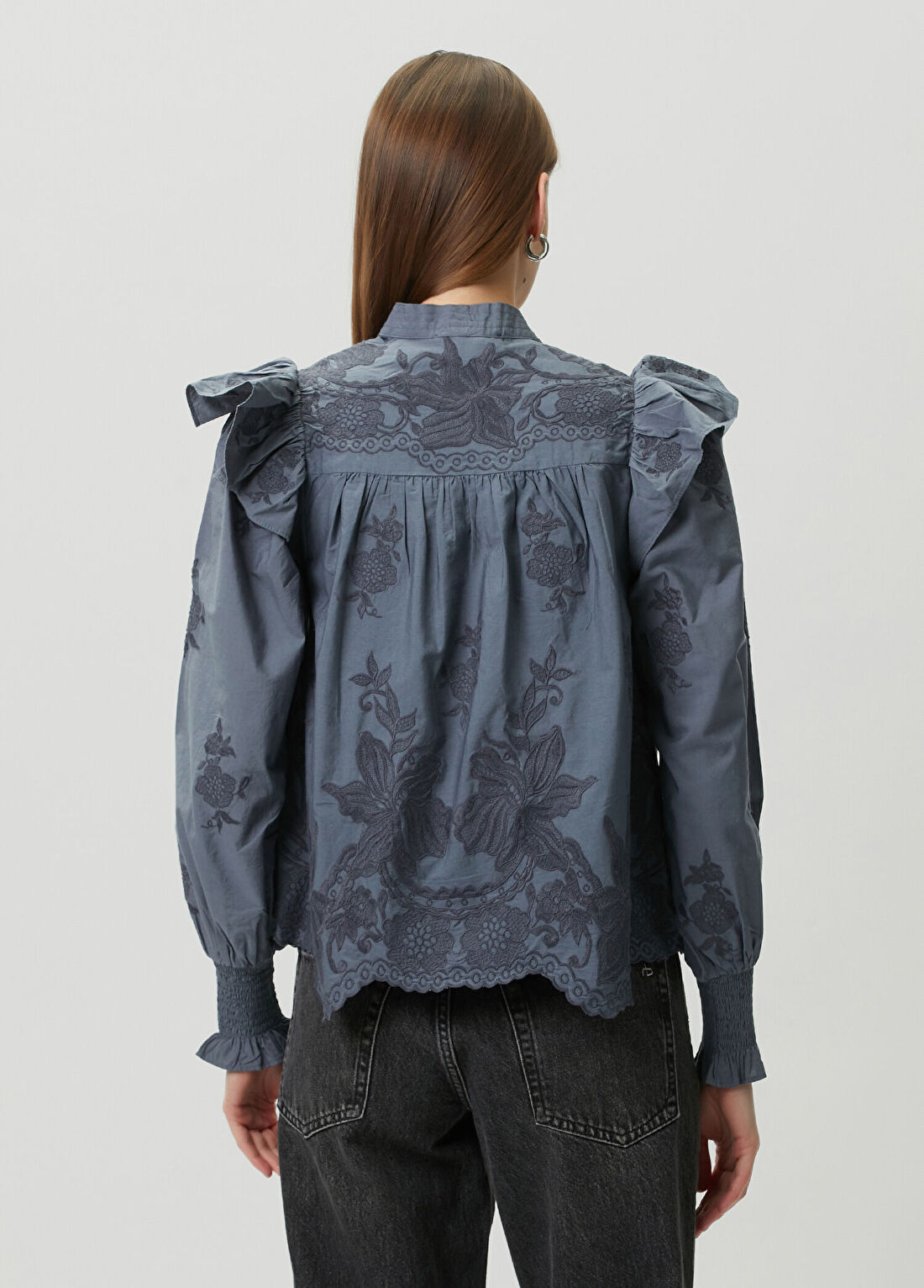 AllSaints Nisa Mavi Desenli Bluz görsel 4