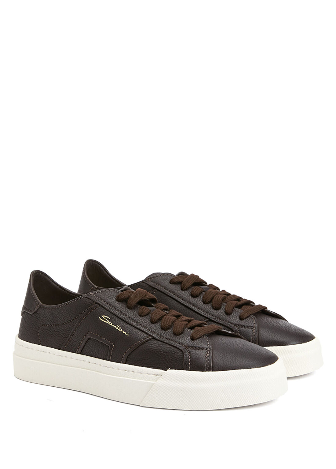 Santoni Kahverengi Erkek Deri Sneaker görsel 2