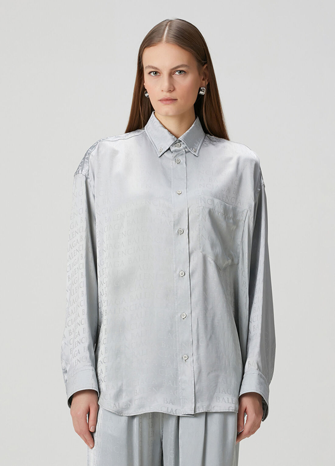 Balenciaga Cocoon Açık Gri Gömlek görsel 3